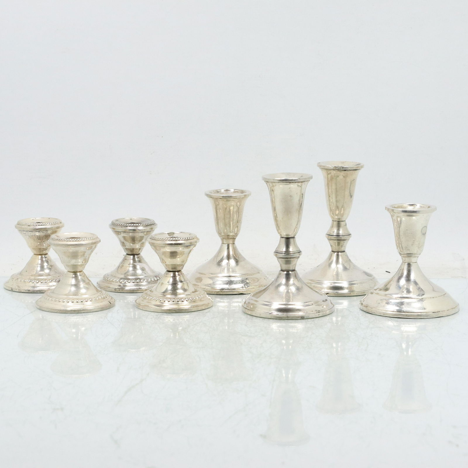 [4] Pairs of Sterling Silver Candlesticks  8 pieces] (1 of 9)