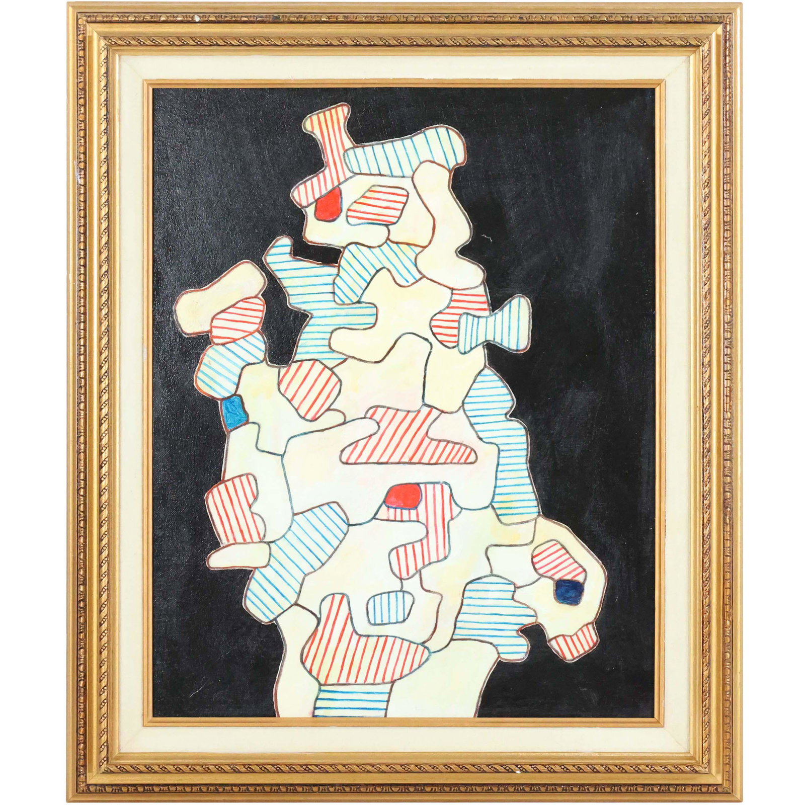 after Dubuffet  Abstract Oil Canvas Painting Unsigned (1 of 8)