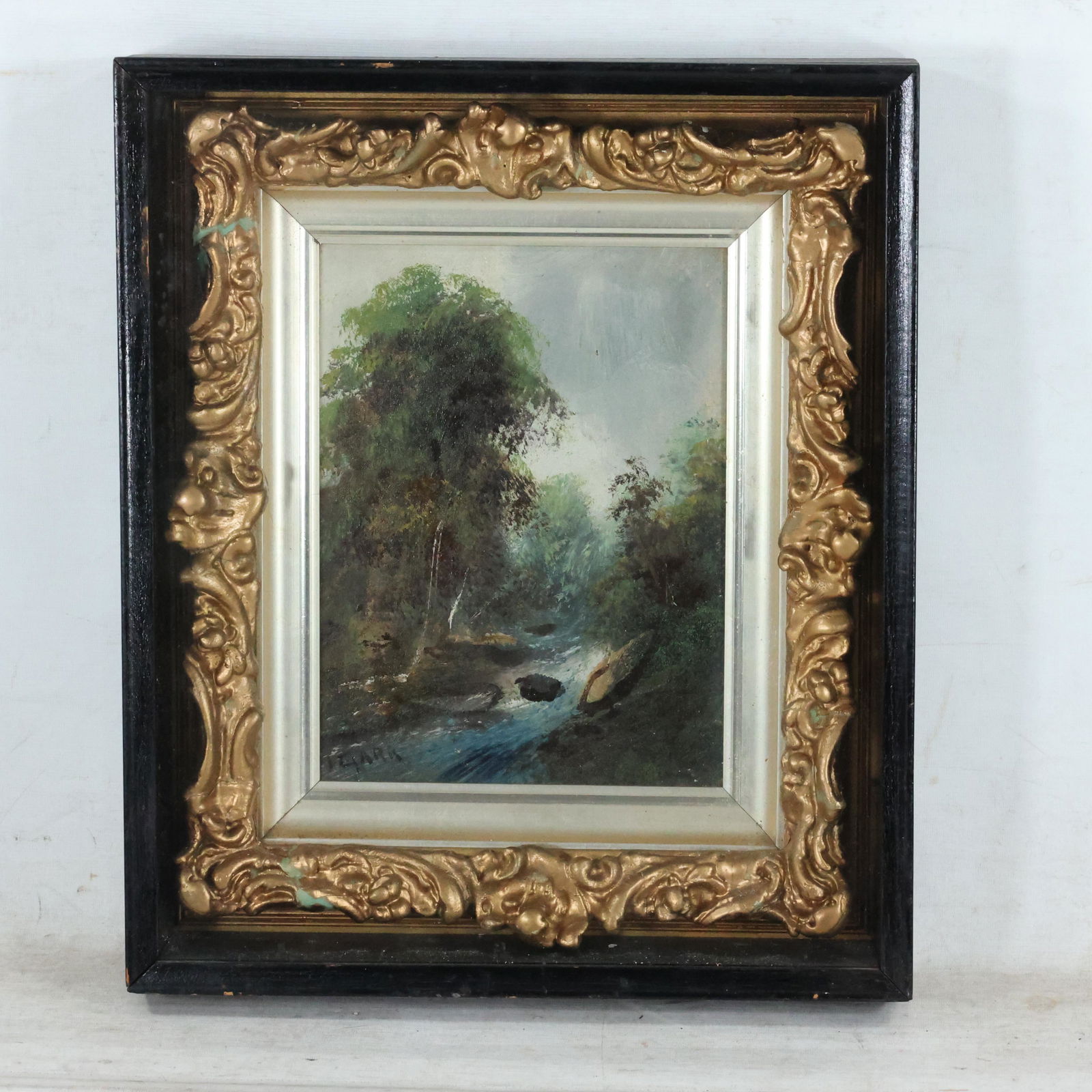 J Clark, 19th C. Oil Painting Stream in Landscape (1 of 8)