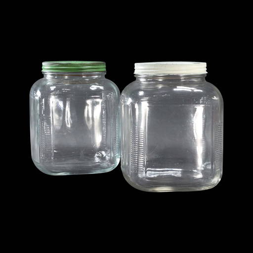 [2] Vintage Candy Store Glass Jars With Tin Lids