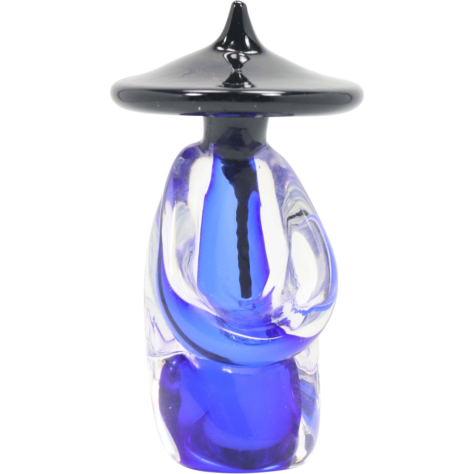 FORMIA MURANO Art Glass Blue Asian Figure Black Hat (1 of 10)