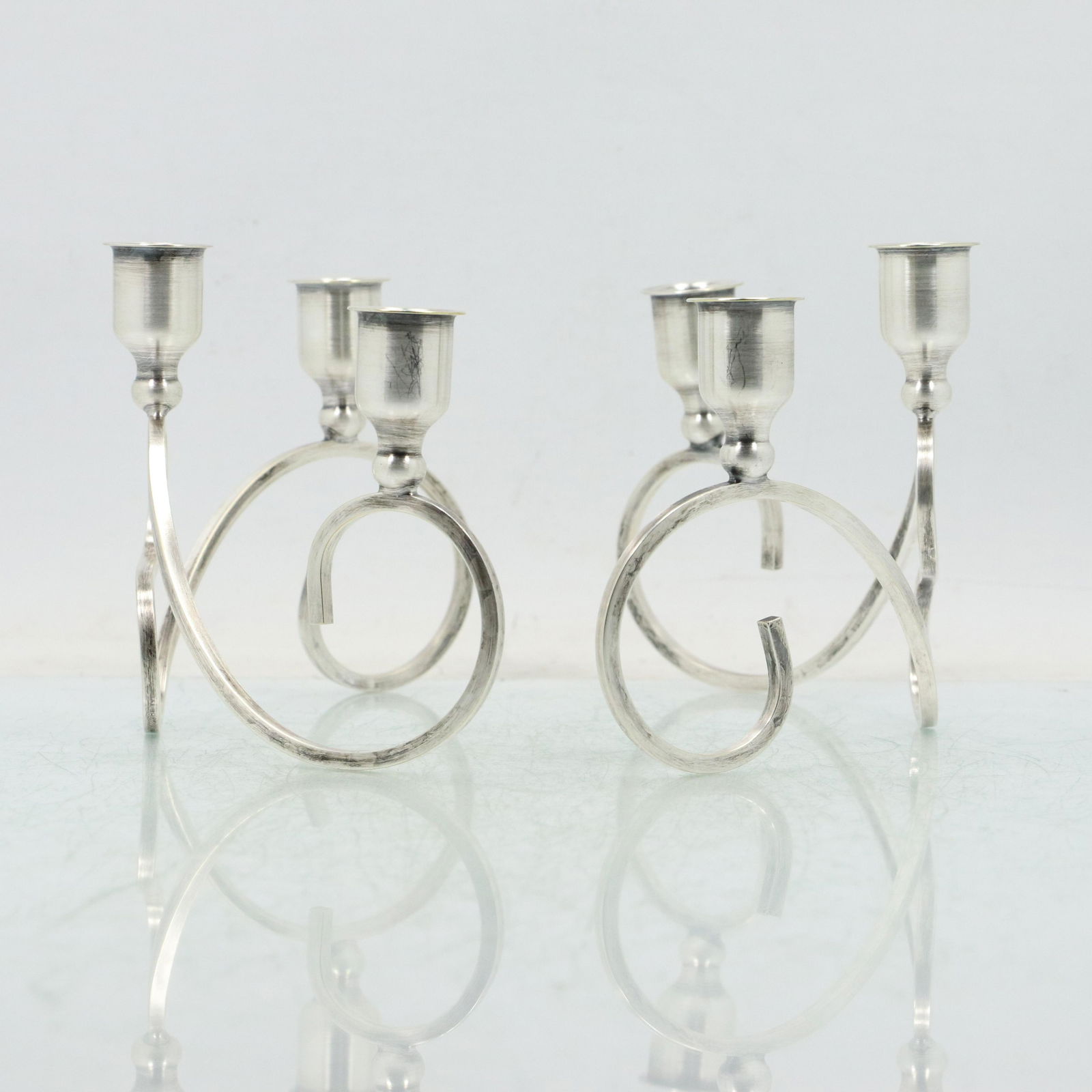 [2] Fisher Mid-Century Modern Silver Plate Candelabrums (1 of 7)