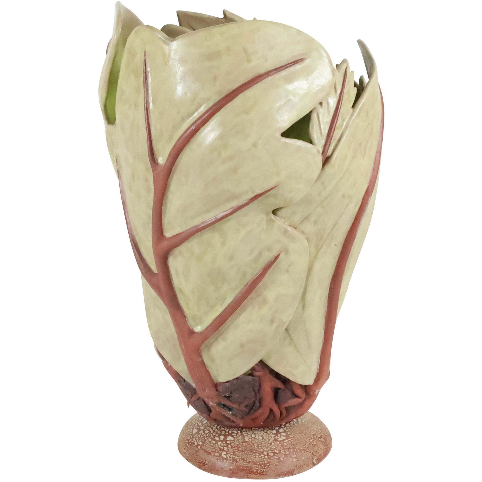 Huey '99, Red Ware Pottery Tobacco Leaf Sculptured Vase (1 of 7)