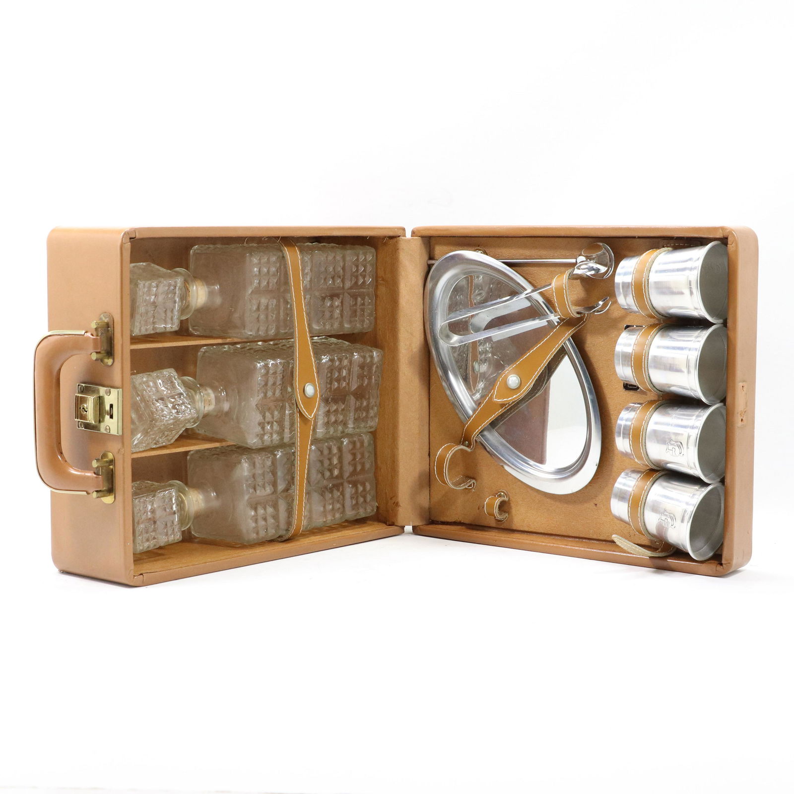 1950s Traveling Liquor Tantalus, Decanters, Accessories (1 of 12)