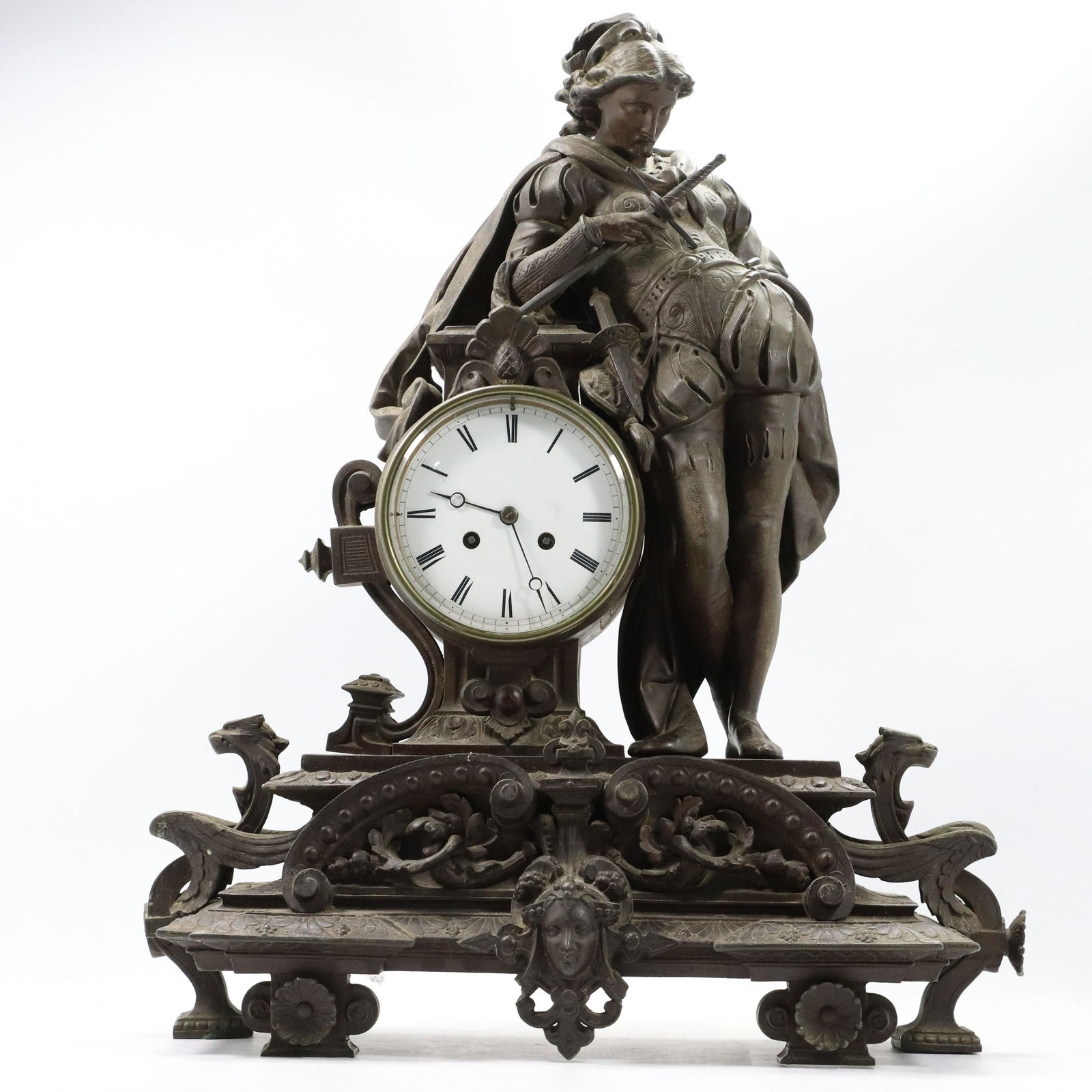 Cast Metal Spelter Victorian Renaissance Figure Clock (1 of 17)