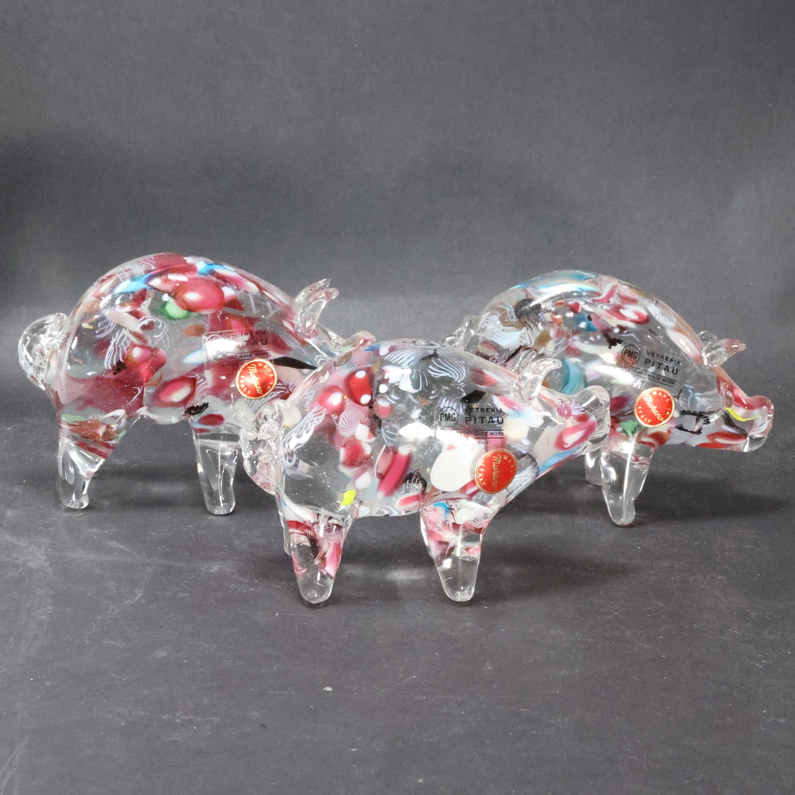 3 Vetreria Murano Italian Art Glass Pig Figures (1 of 6)