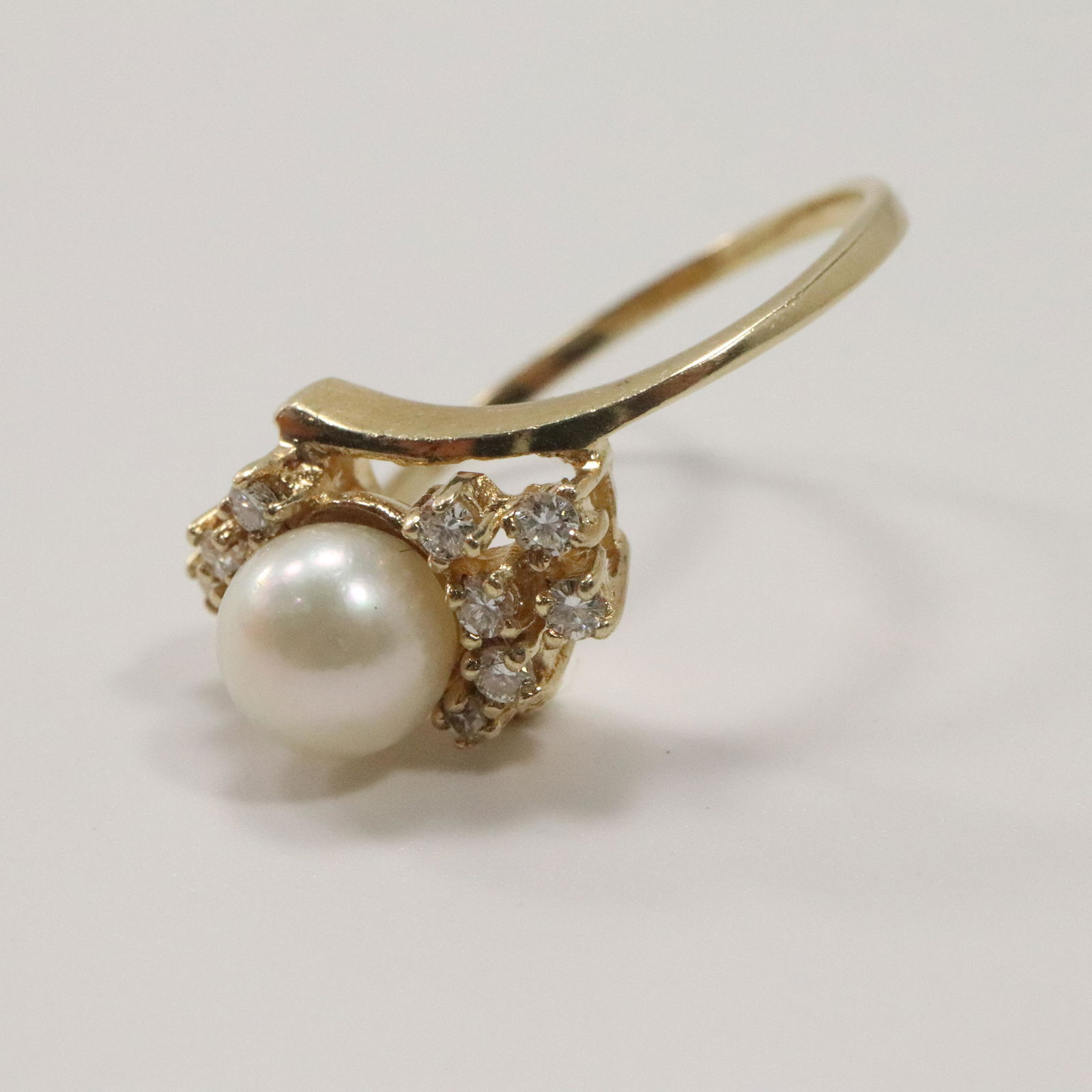 14K Yellow Gold Pearl and Diamonds Evening Ring (1 of 6)