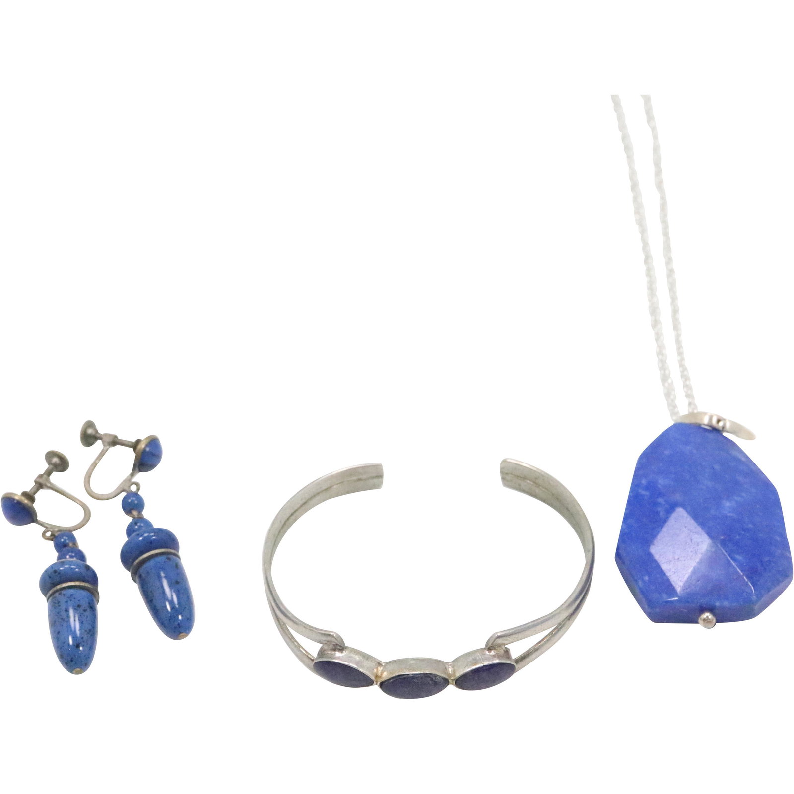 .925 Sterling Silver, Lapis, Necklace Bracelet Earrings (1 of 11)