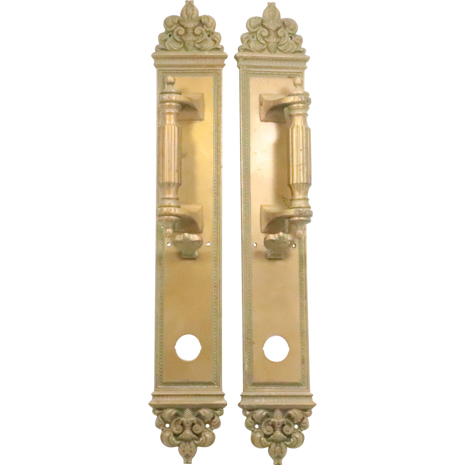 [2] Bronze Architectural Mansion Door Handles: [2] Bronze Architectural Mansion Door Handles. size: 23h 4w