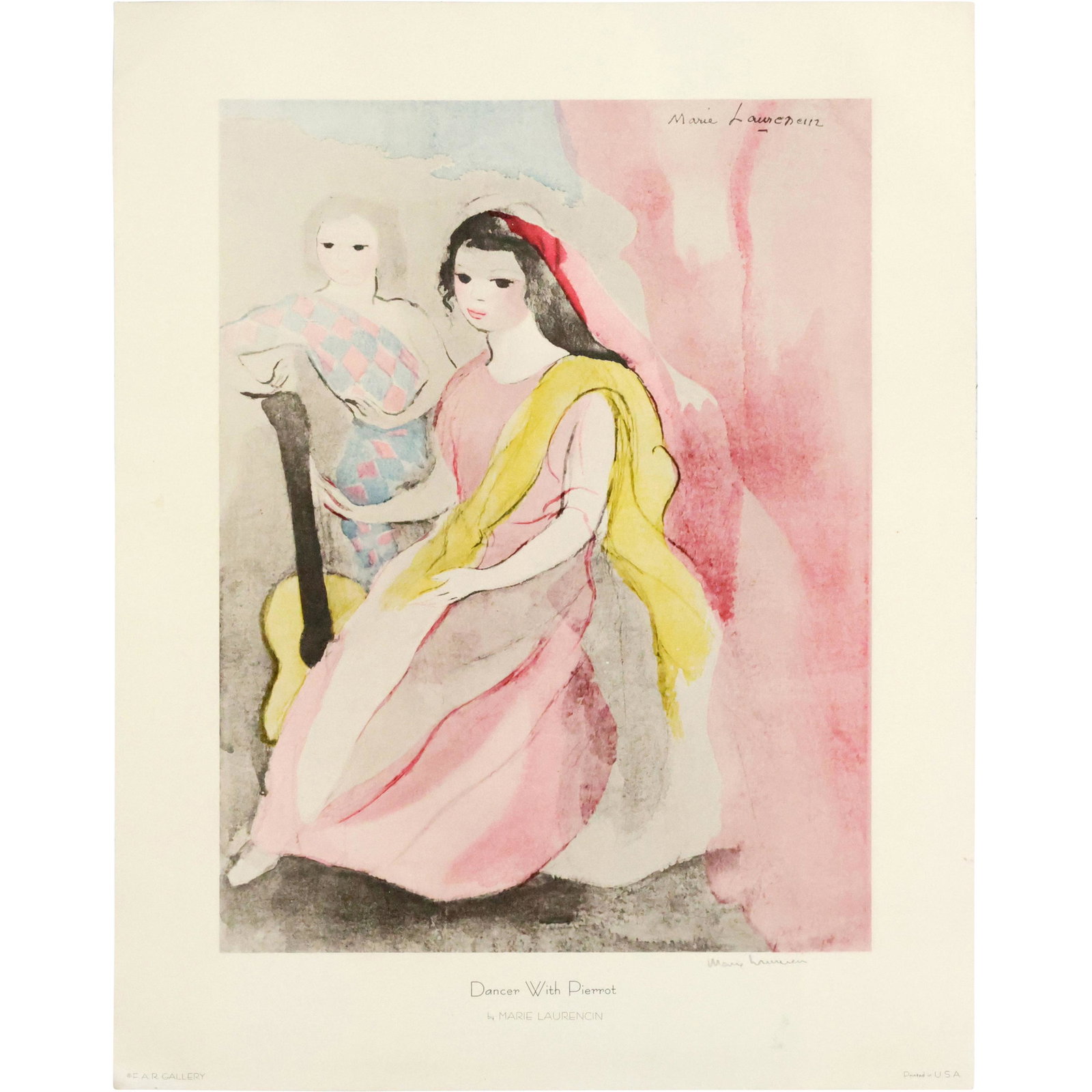 Marie Laurencin Pencil Signed Lithograph Dancer Pierrot (1 of 12)