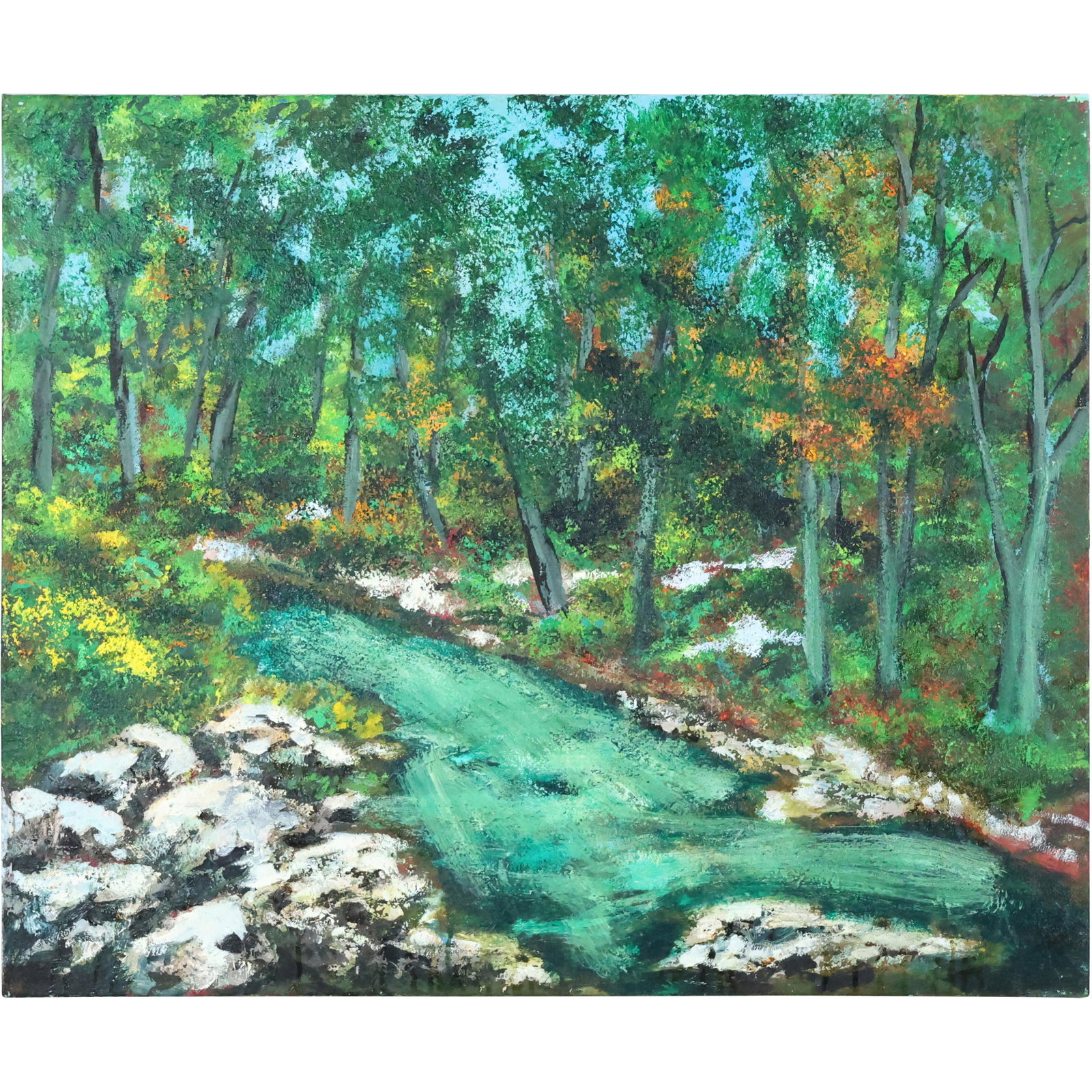Large Oil Painting Summer Stream Landscape (1 of 7)