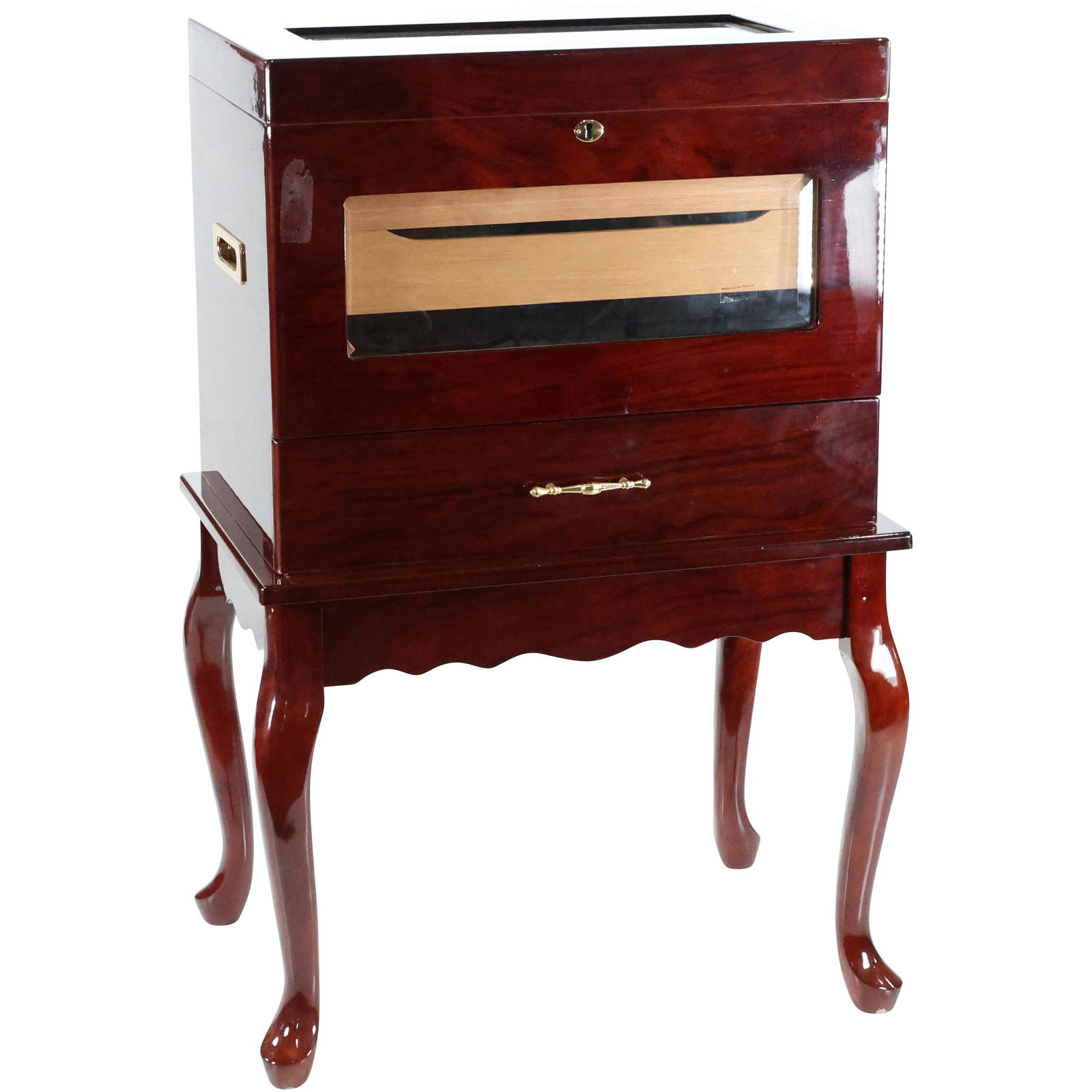 Mahogany Cigar Humidor Cabinet on Legs - Clean: Mahogany Cigar Humidor Cabinet on Legs - Clean. size: 33 x 20