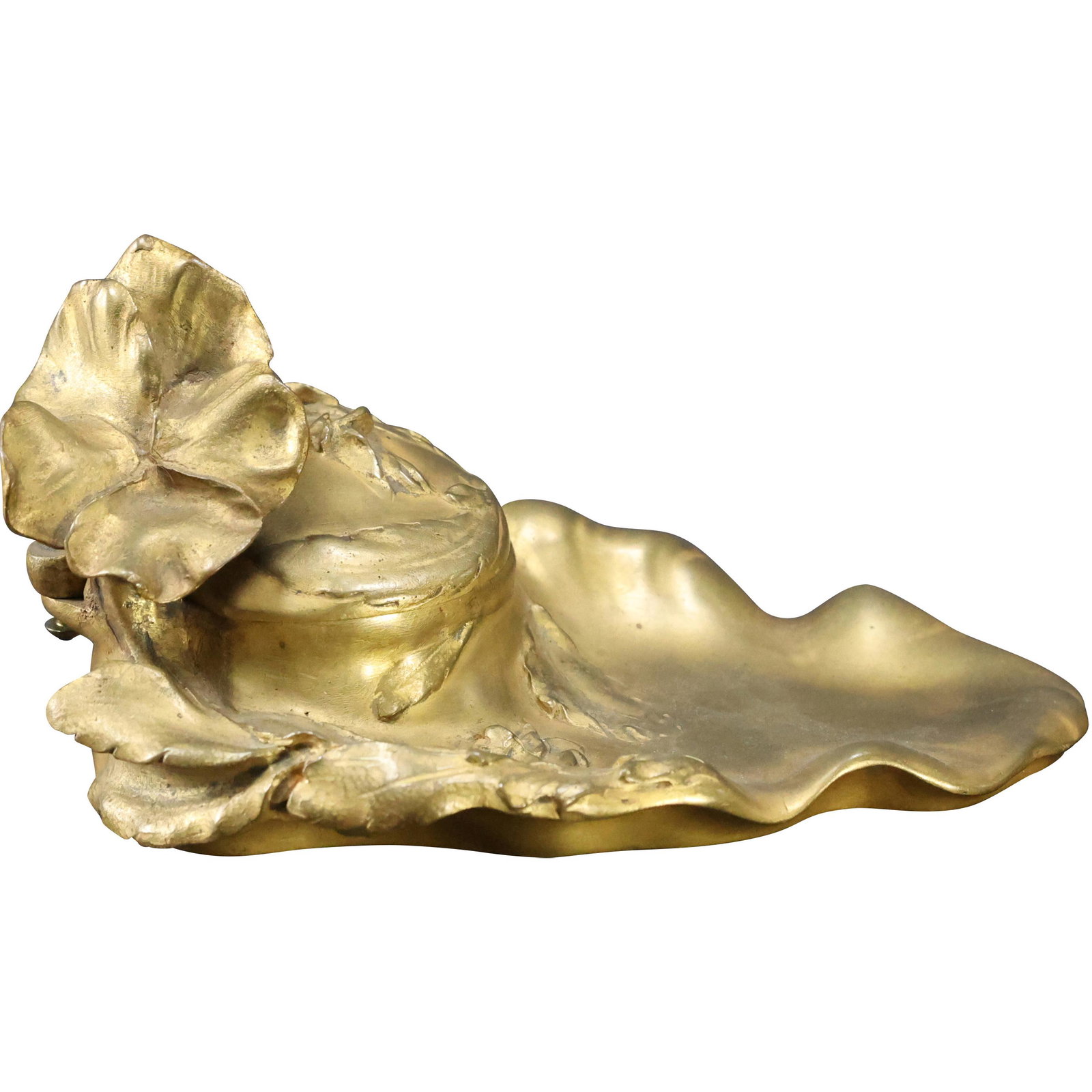 Gold Gilt Metal Art Nouveau Desk Top Ink Stand (1 of 5)