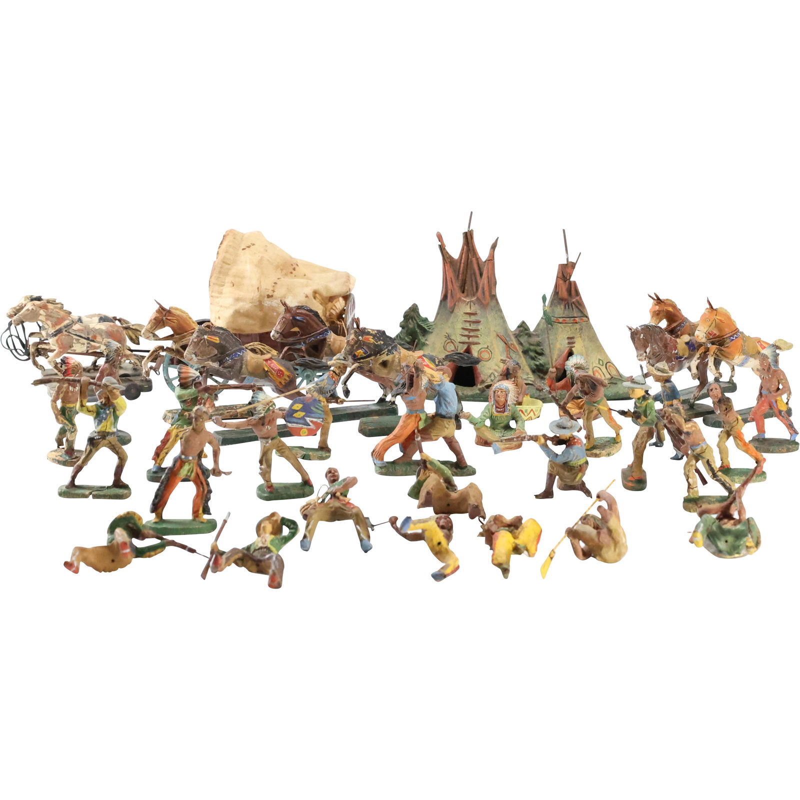 Group Lot Vintage Metal Toy Cowboys and Indians Figures (1 of 12)