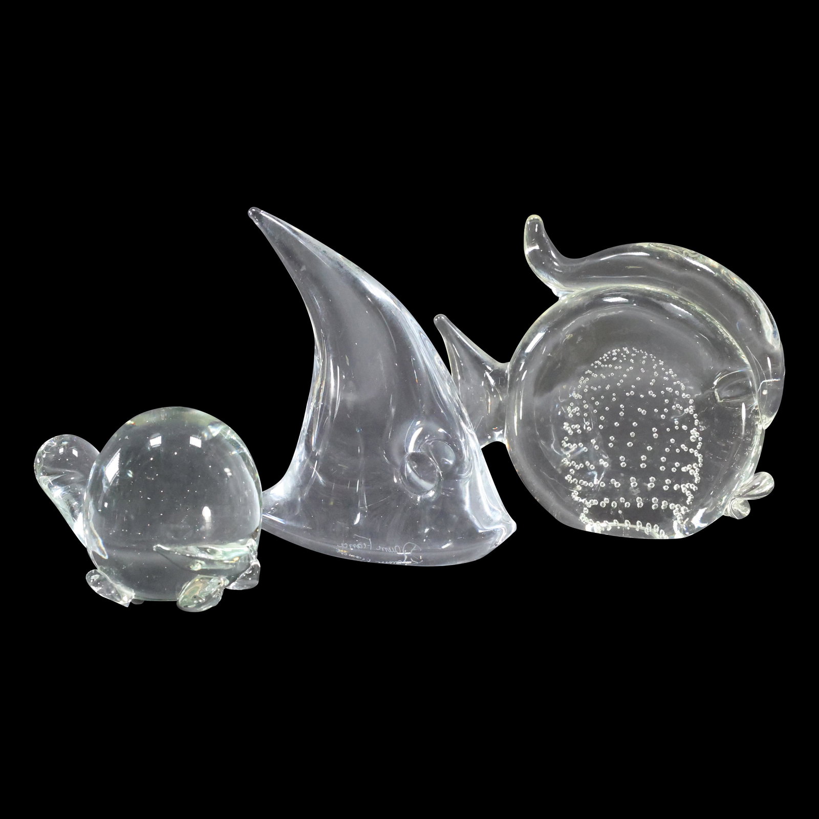 3 Assorted Crystal Glass Sculpture 2 Fish [Daum France] (1 of 15)