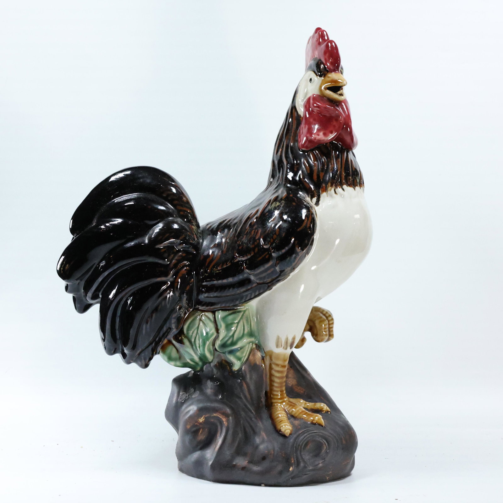 Italian Glazed Ceramic Rooster Figure Statue (1 of 6)