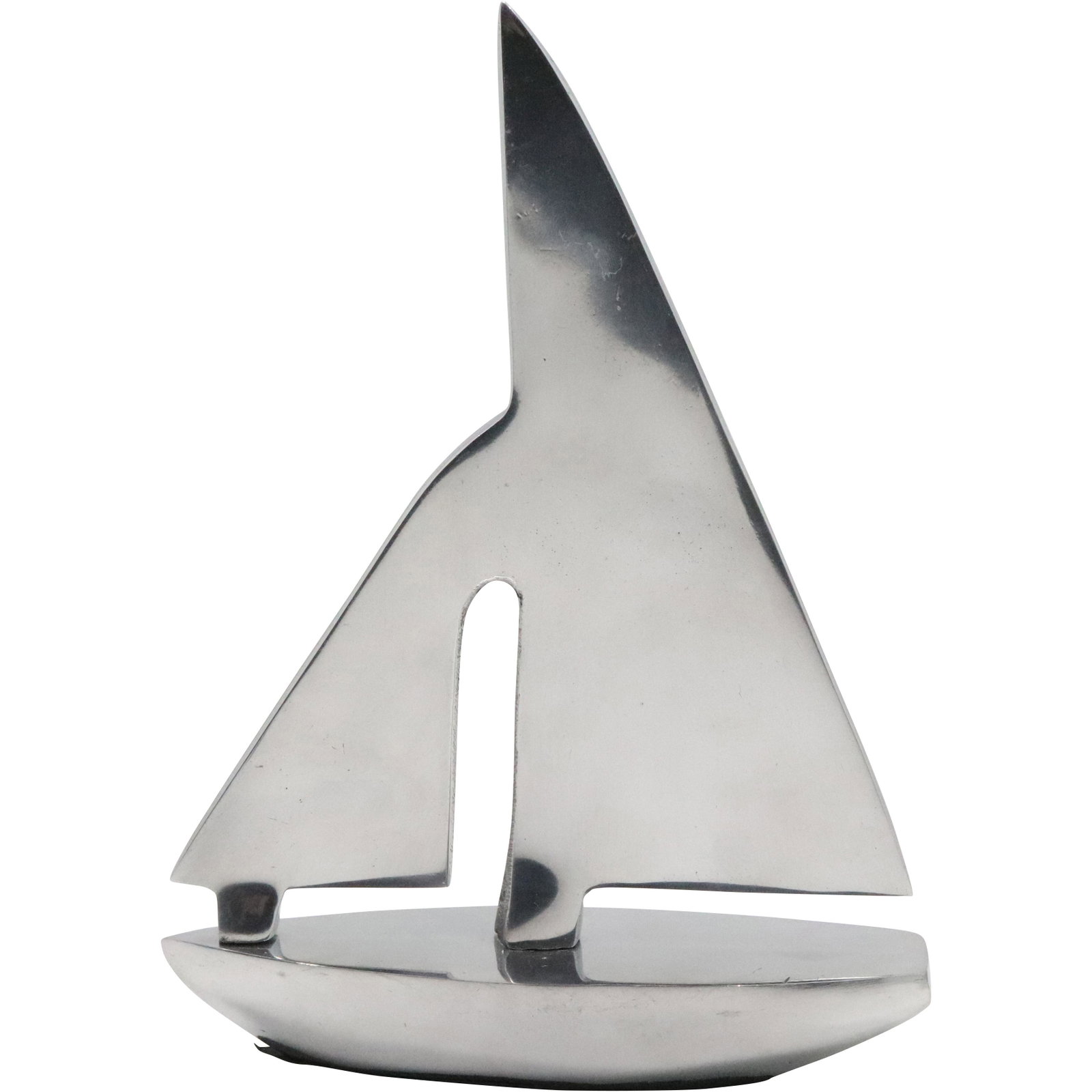Modern Design Cast Aluminum Sail Boat Sculpture: Modern Design Cast Aluminum Sail Boat Sculpture. size: 10.25h 7.25w