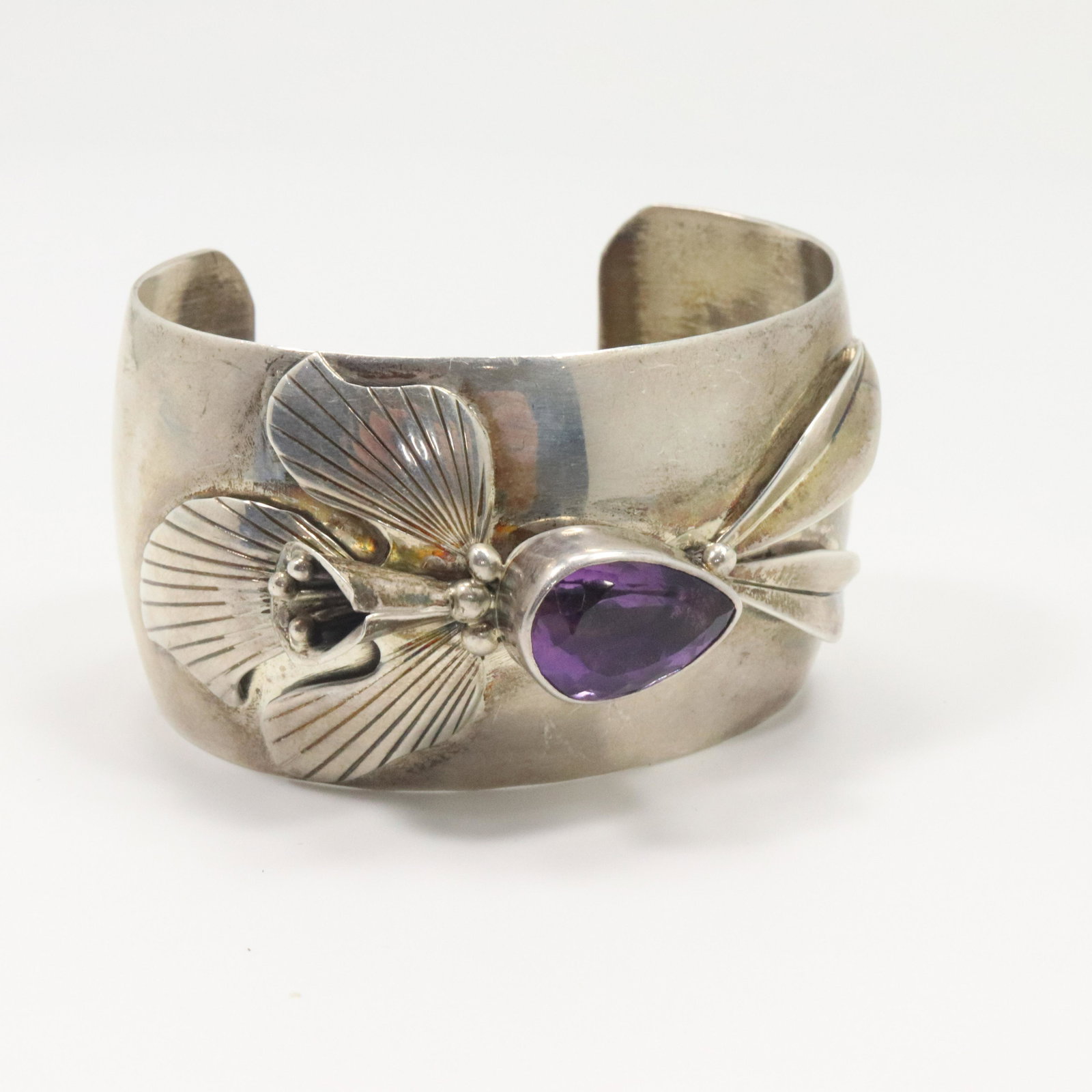 Exquisite Sterling Silver Iris Amethyst Cuff Bracelet (1 of 7)