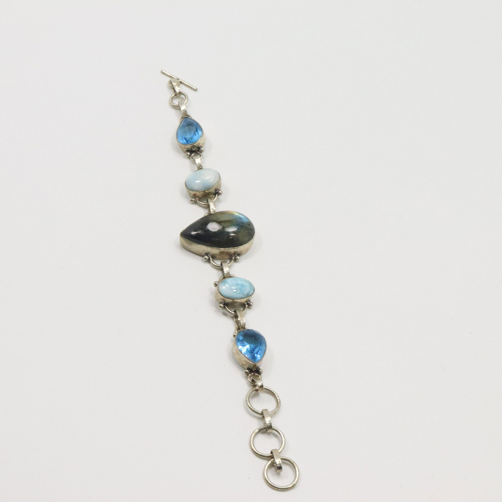 .925 Sterling Silver Turquoise Topaz Rainbow Necklace (1 of 7)