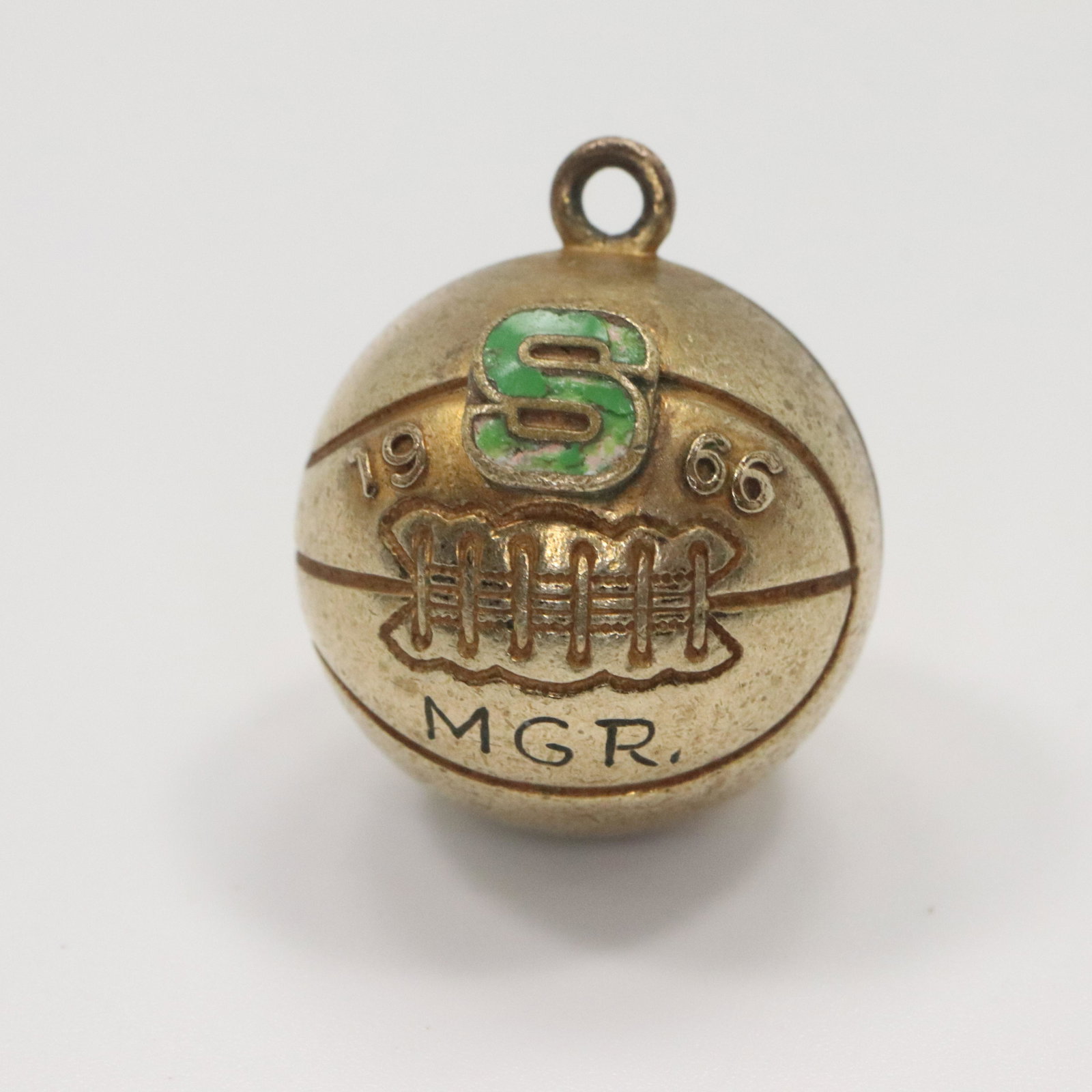 10K Gold Basketball Pendant 1960s Vintage: 10K Gold Basketball Pendant 1960s Vintage. Marked: 10K "S" 1966; Size: 5/8 in. diameter