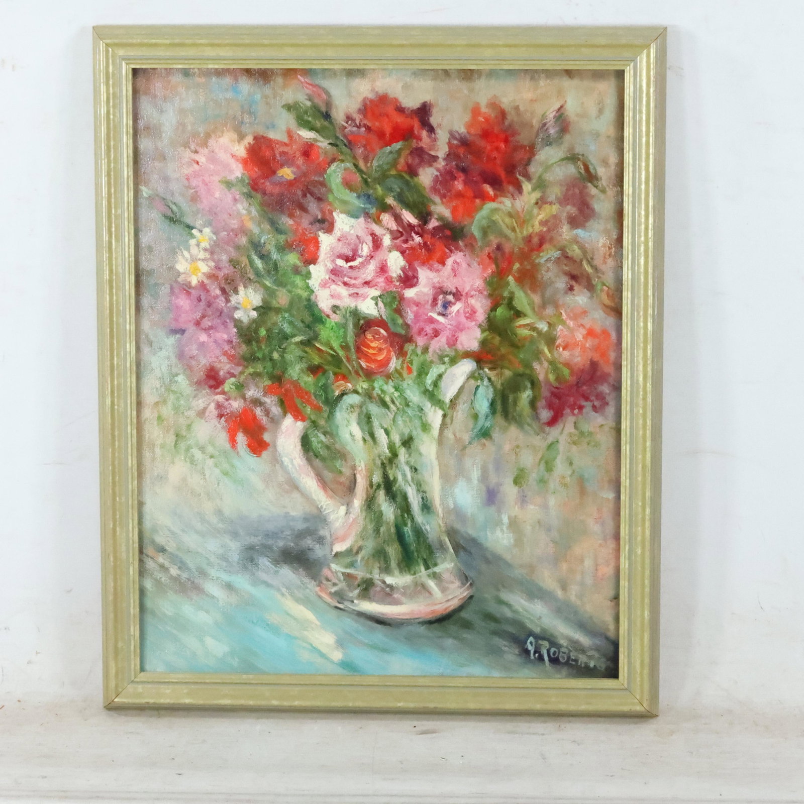 Anna Hineman Roberts, Oil/c Still Life Flowers: Anna Hineman Roberts, Oil/c Still Life Flowers. Oil on canvas. Signed. Framed. Artist's biography on verso. size: 20 x 16, 22 x 18 outside of frame