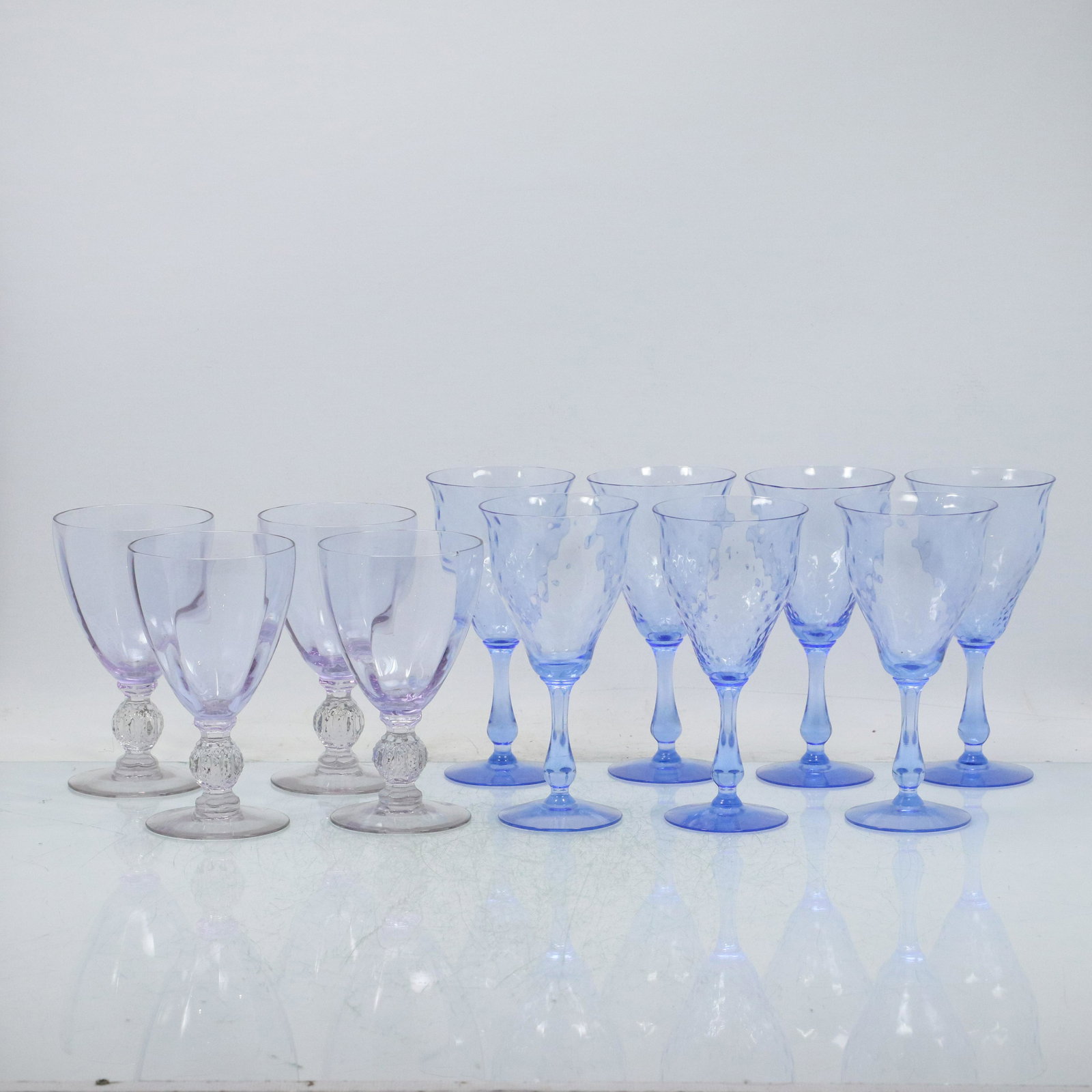 11 Pcs.: Set 4 & Set 7 Ice Blue Glass Stemware (1 of 10)