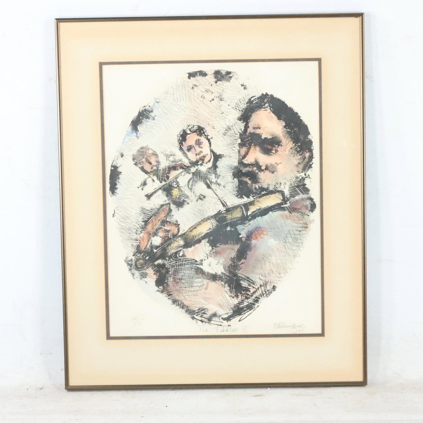 Chaim Gross, Vintage Lithograph #14/15 "The Fiddler II" (1 of 11)