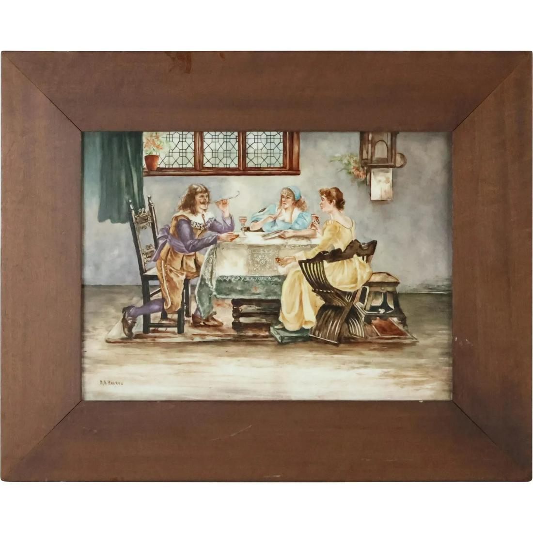 Signed M A Rogers, 19th C. Porcelain Hand Paint Plaque (1 of 13)