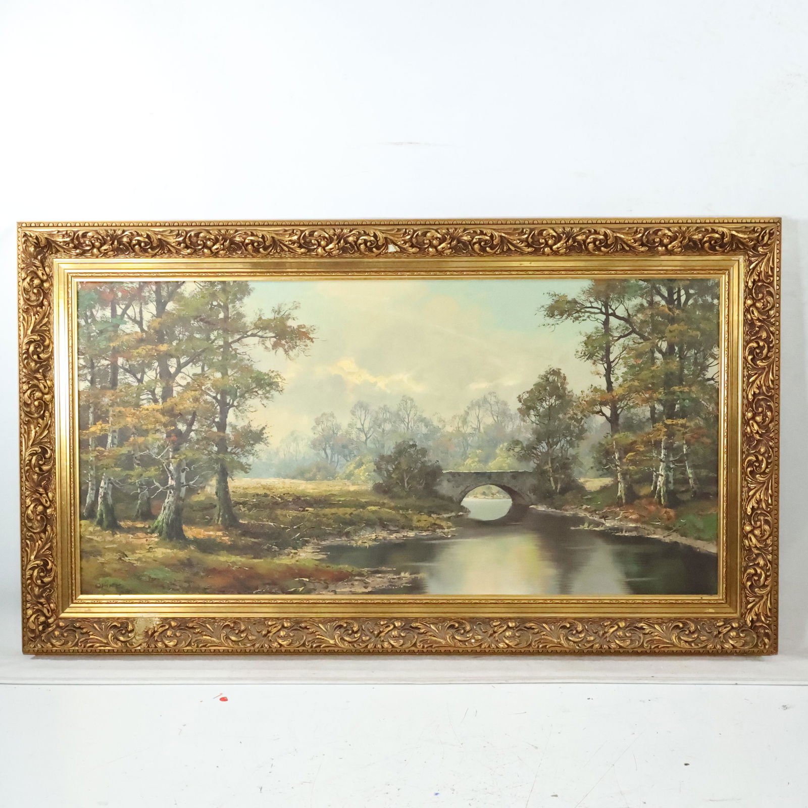 Hans Durr 1913-1993, O/c Landscape Stream, Stone Bridge (1 of 11)