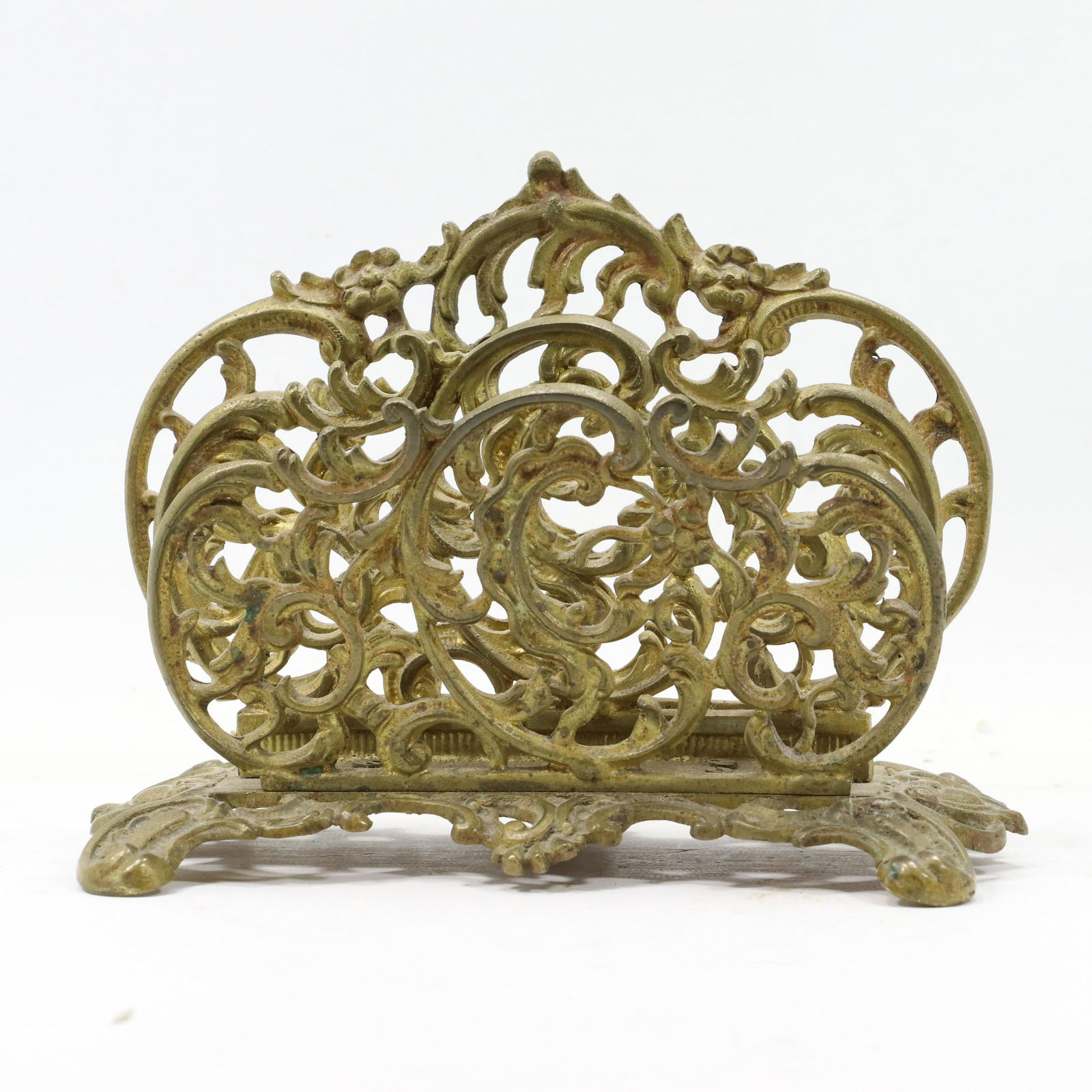 Victorian Fancy Cast Iron Letter Holder Gold Finish