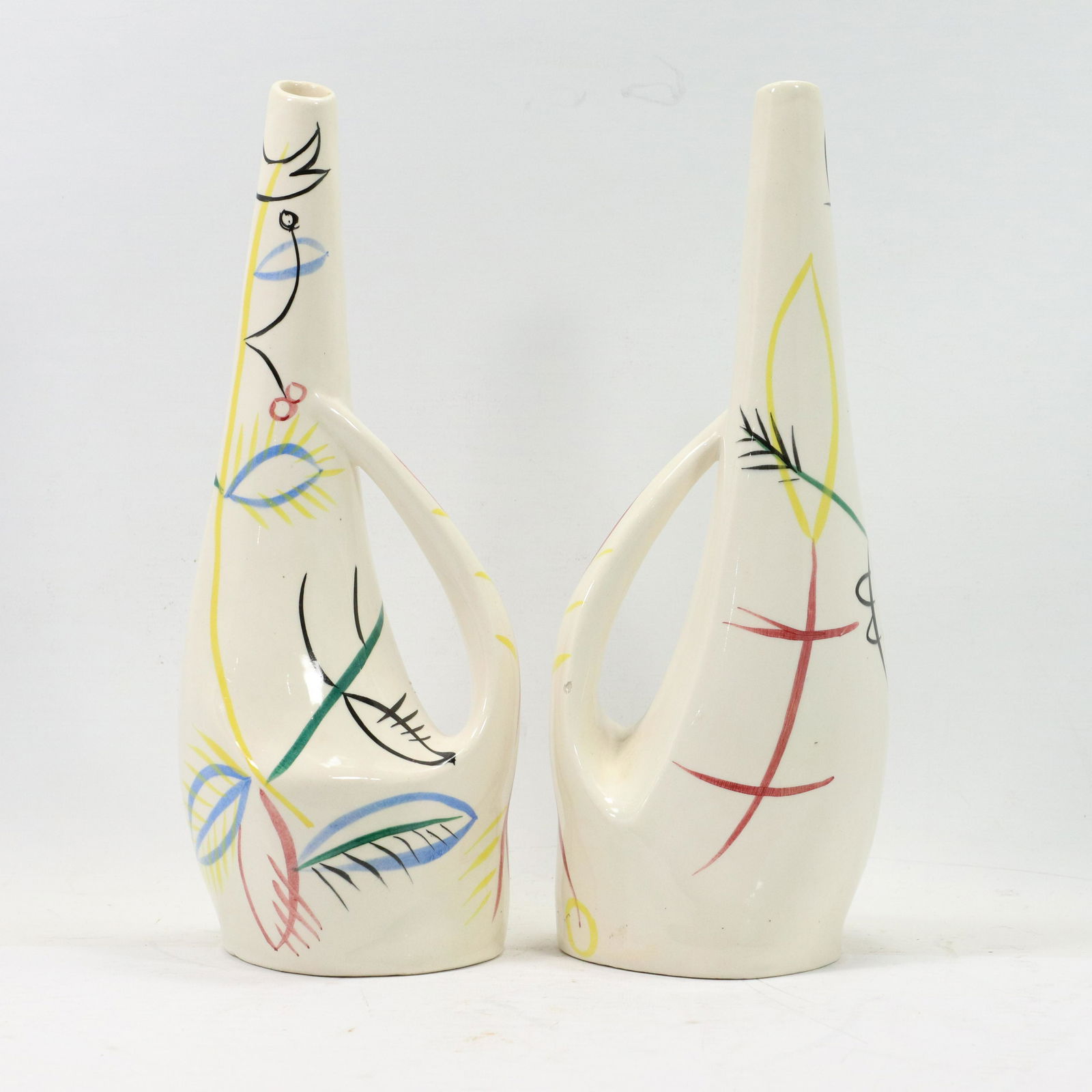 2 Italian Ceramic Mid-Century Modern Decorated Pitchers (1 of 7)