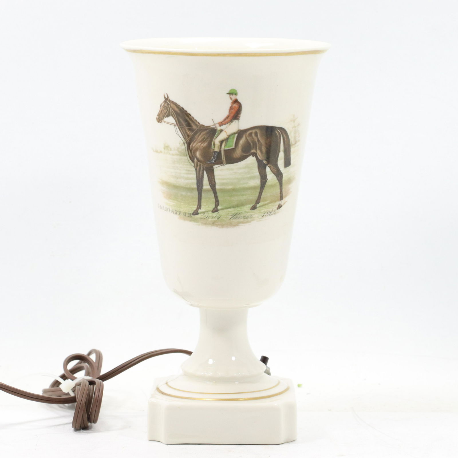 Fine Porcelain Table Lamp Jockey "Derby Winner 1865" (1 of 9)