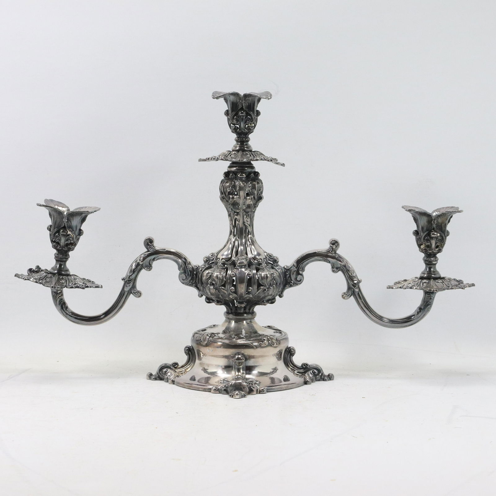 Reed & Barton Ornate Silver Plate Triple Candelabrum (1 of 11)