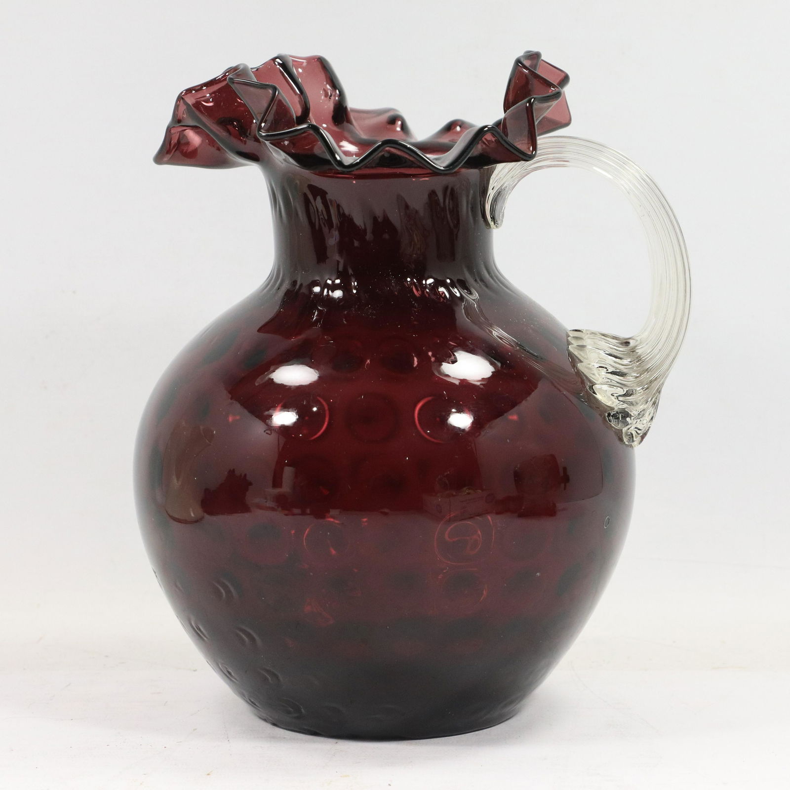 Victorian Hand Blown Cranberry Glass Water Pitcher (1 of 7)