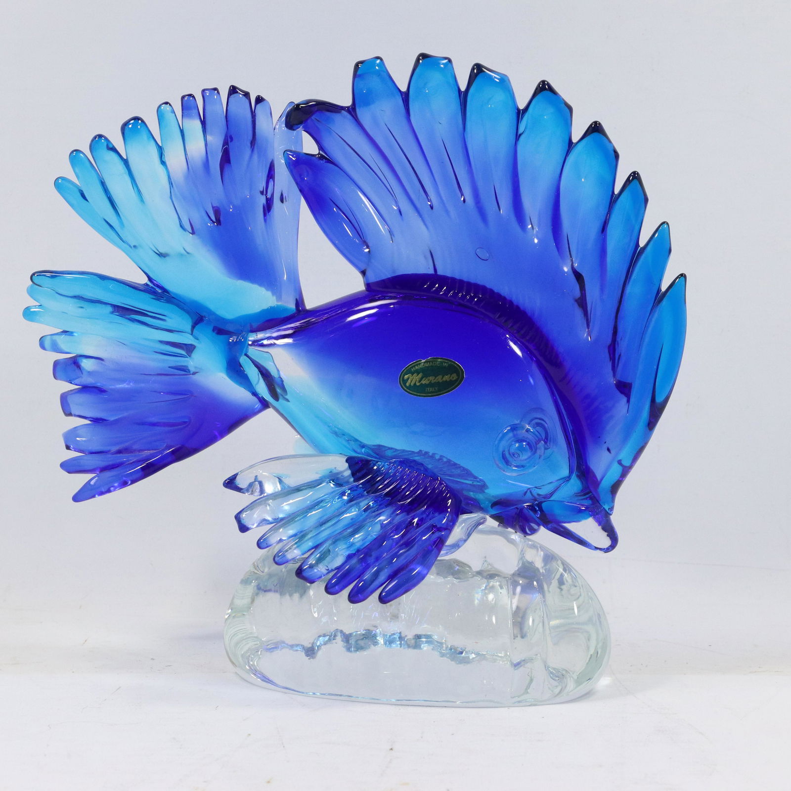 Murano Italian Art Glass Blue Tropical Fish Sculpture (1 of 9)