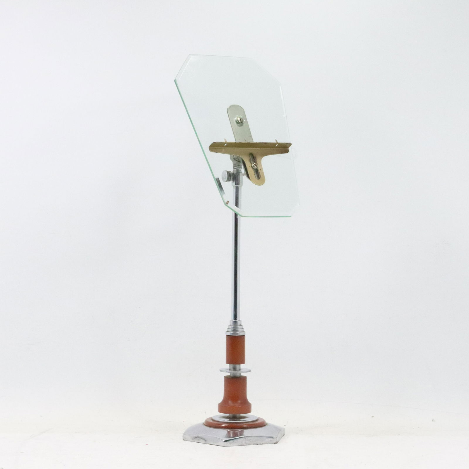 Mid-Century Modern Chrome & Wood, Glass Top Hat Display (1 of 7)