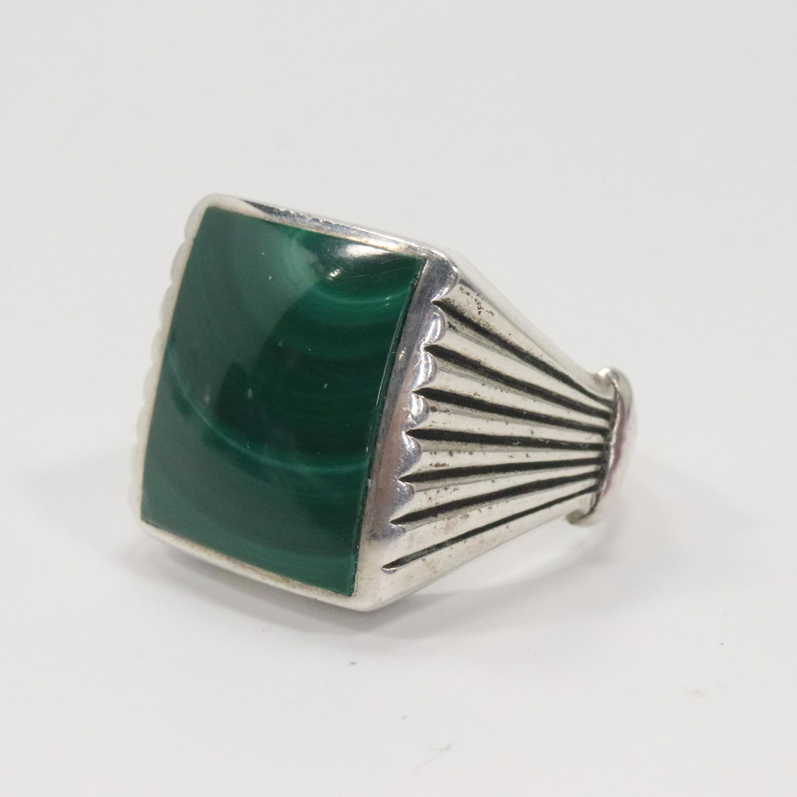 Sterling Silver with Malachite Men's Ring Size 10.75 (1 of 6)