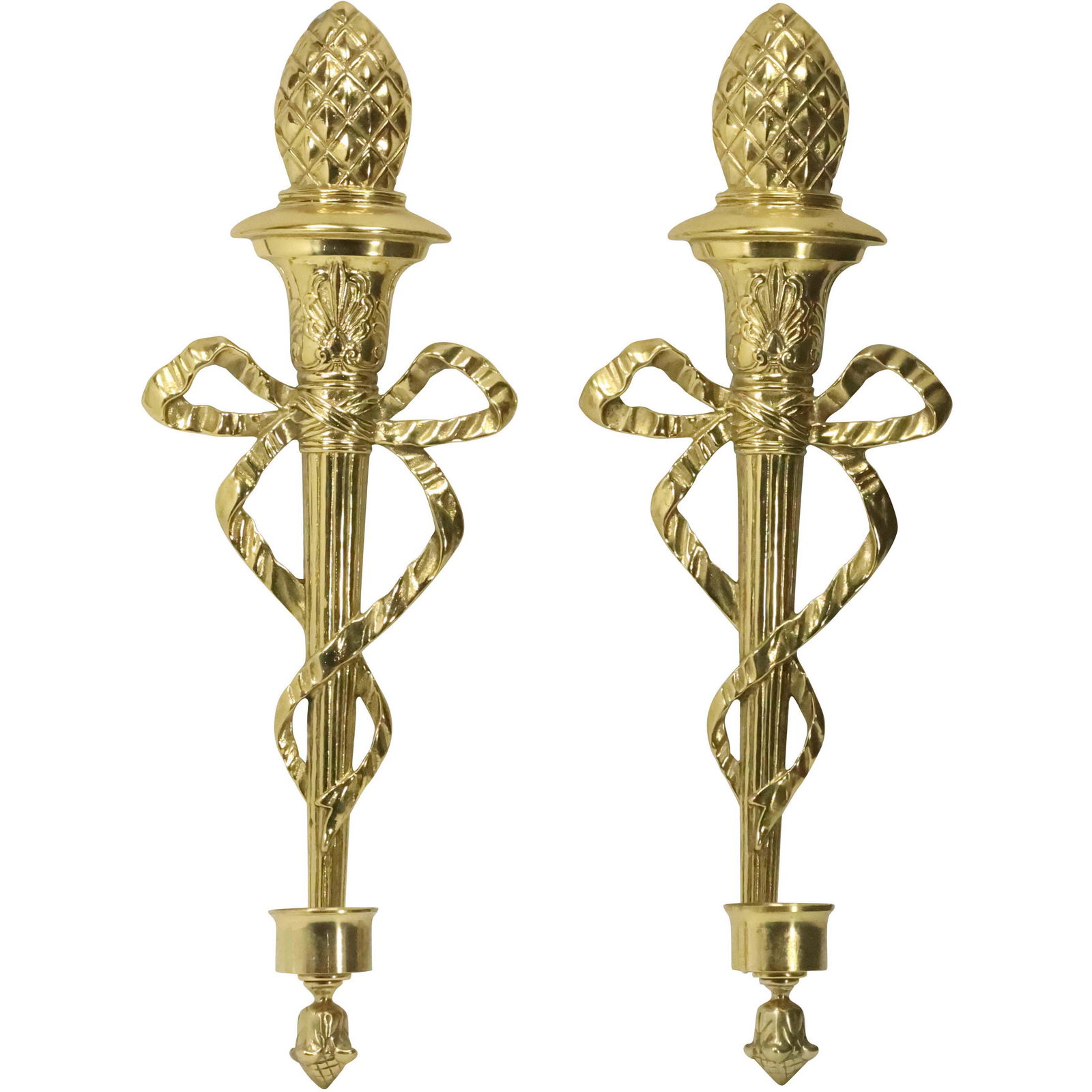 2 French Polished Lacquered Brass Wall Candle Sconces (1 of 10)