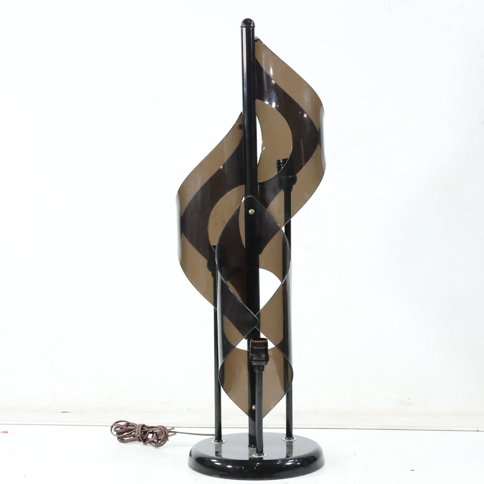 Black with Dark Smoked Lucite Spiral Table Lamp (1 of 12)