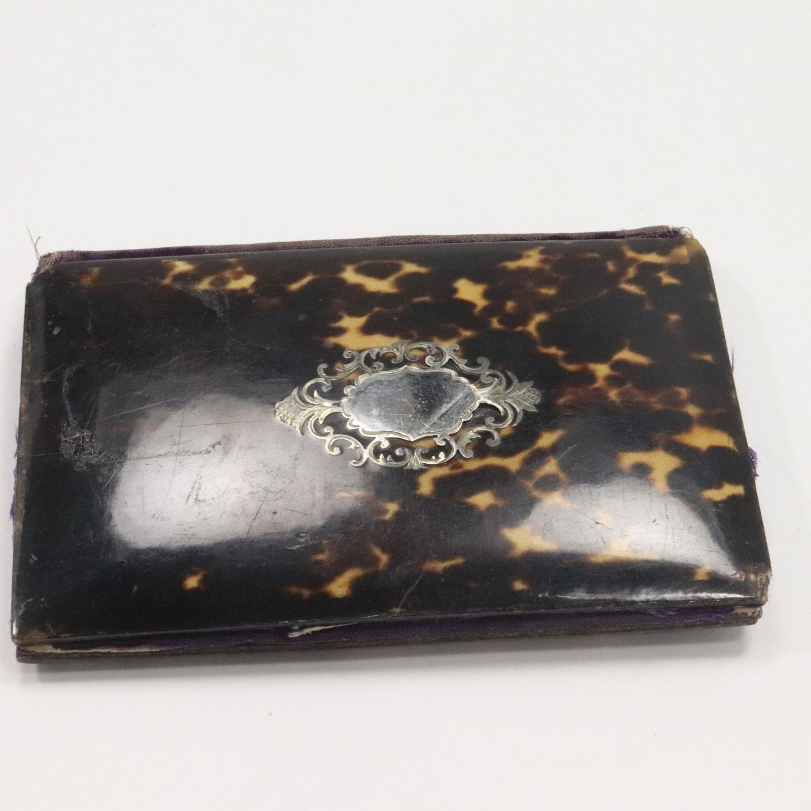 Antique Tortoise Shell Bi-Fold Case with Sterling Inlay (1 of 5)