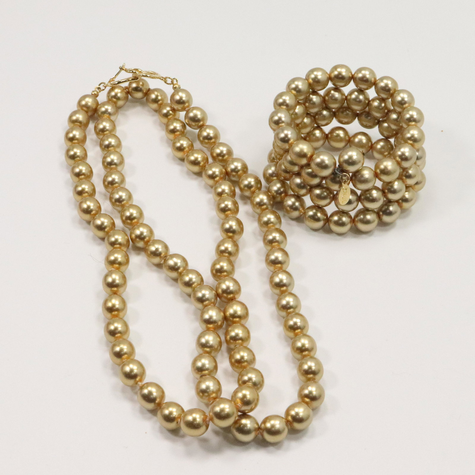Kenneth Jay Lane "KJL" Golden Faux Pearl  Necklace Set (1 of 7)
