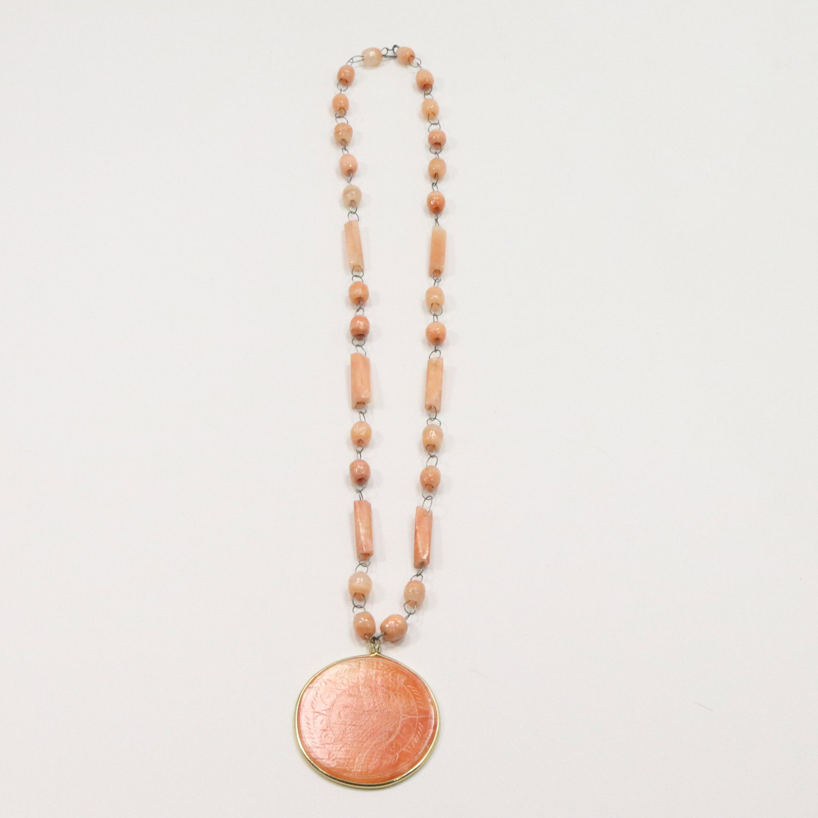 Orange Jade Pendant and Beads Necklace. Size: pendant (1 of 5)