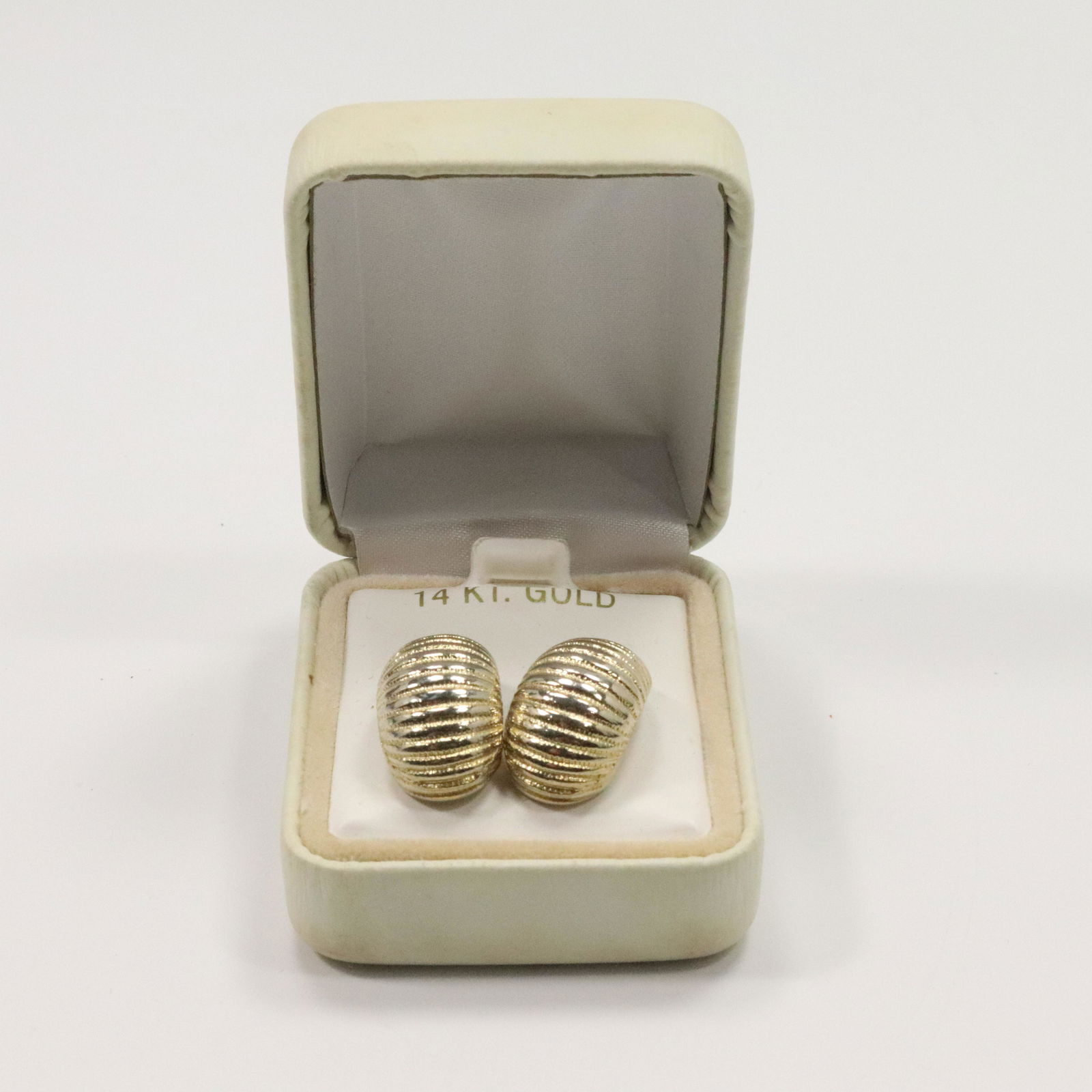 14K Yellow Gold Half Shell Pierced Earrings. (1 of 5)