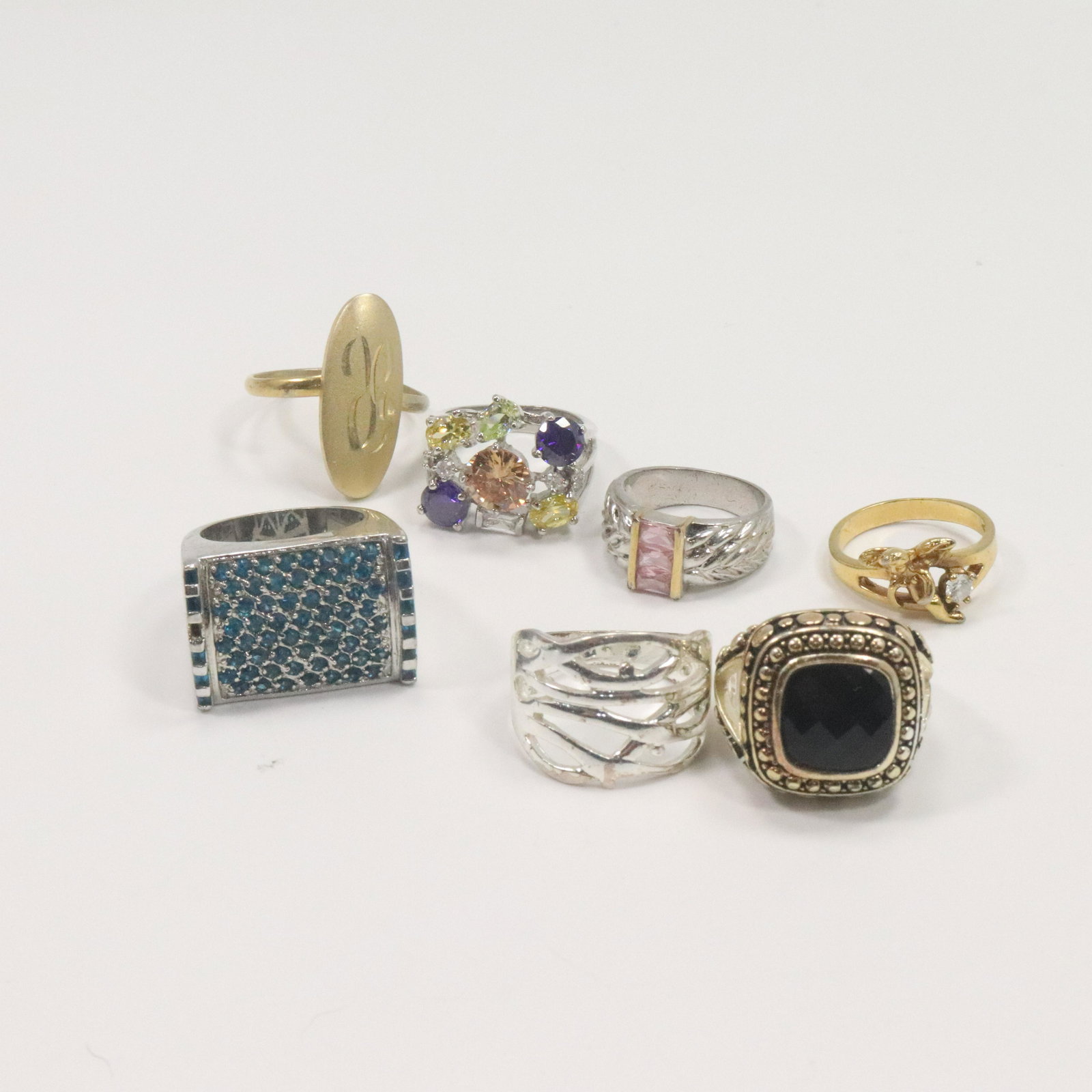 [6] Assorted Fashion Costume Rings; Blue Rhinestone, Am (1 of 8)