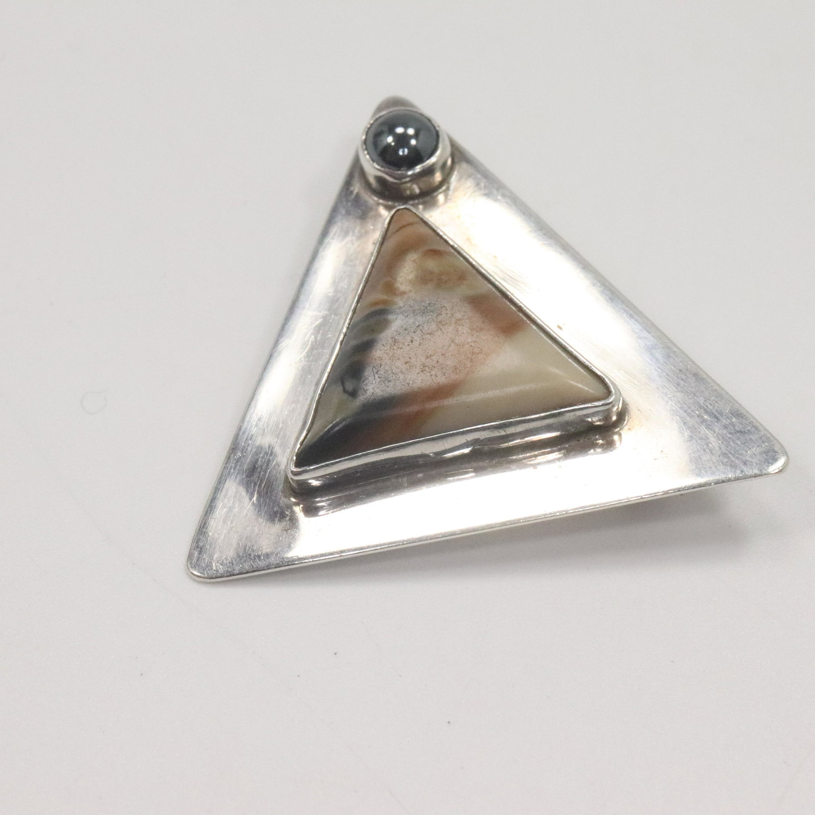 .925 Sterling Silver Picasso Jasper Wendy Triangle Pin (1 of 4)
