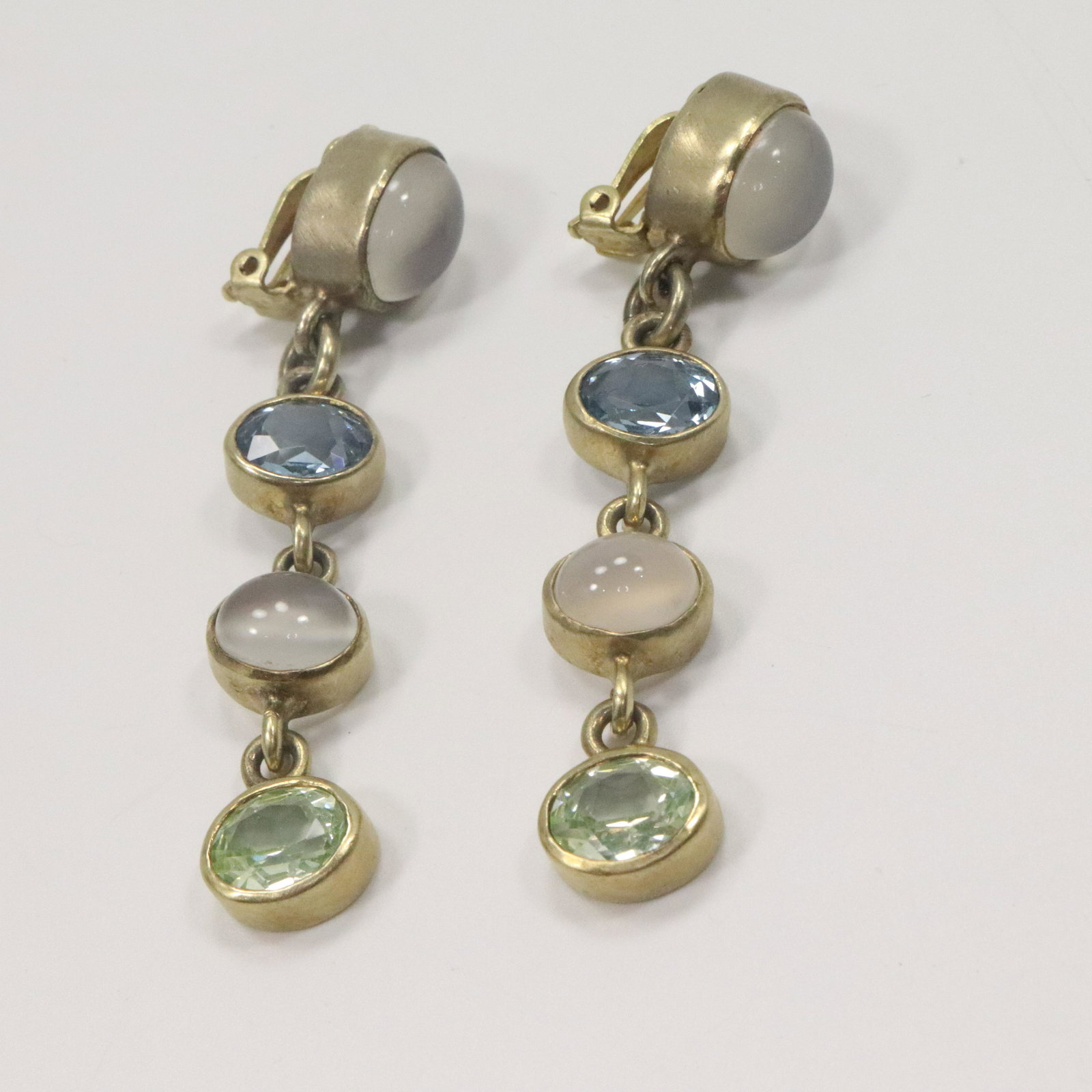 Sterling Silver Earrings Blue Topaz, Peridot, Moonstone (1 of 5)