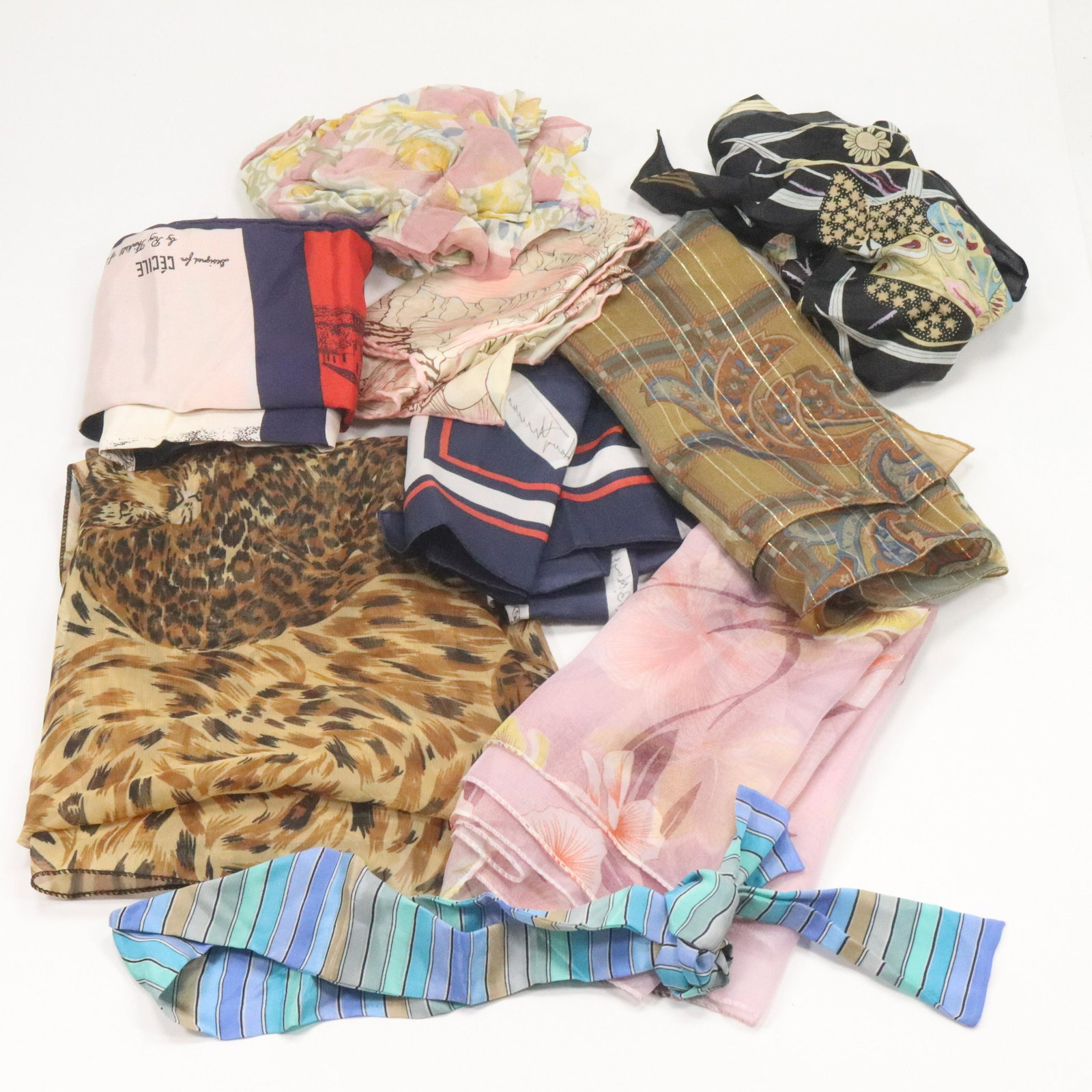 [9] Nine Assorted Designer Silk Scarfs - MMA, Cecile, L (1 of 6)