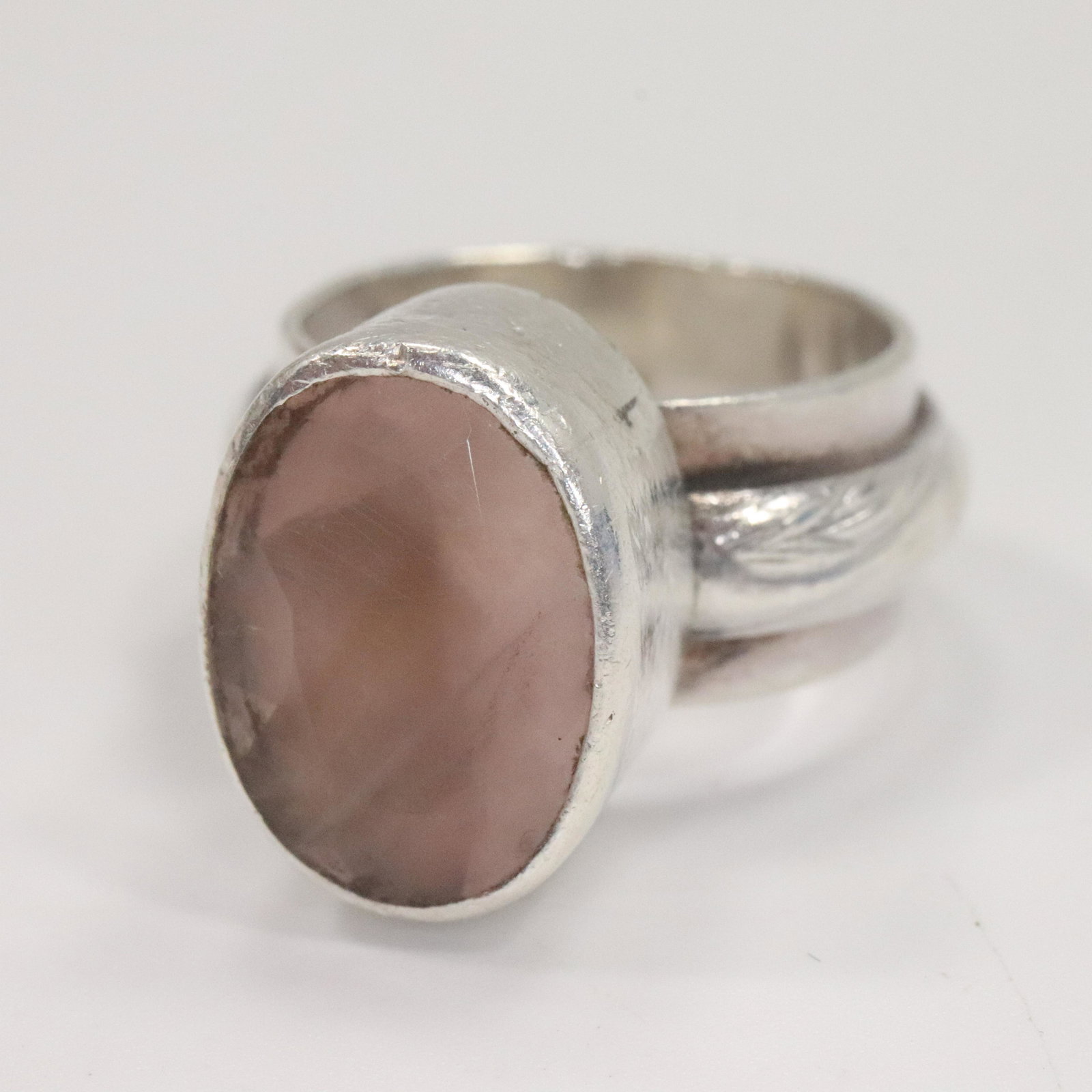 .925 Sterling Silver Rose Quartz Ring Size 6 (1 of 4)