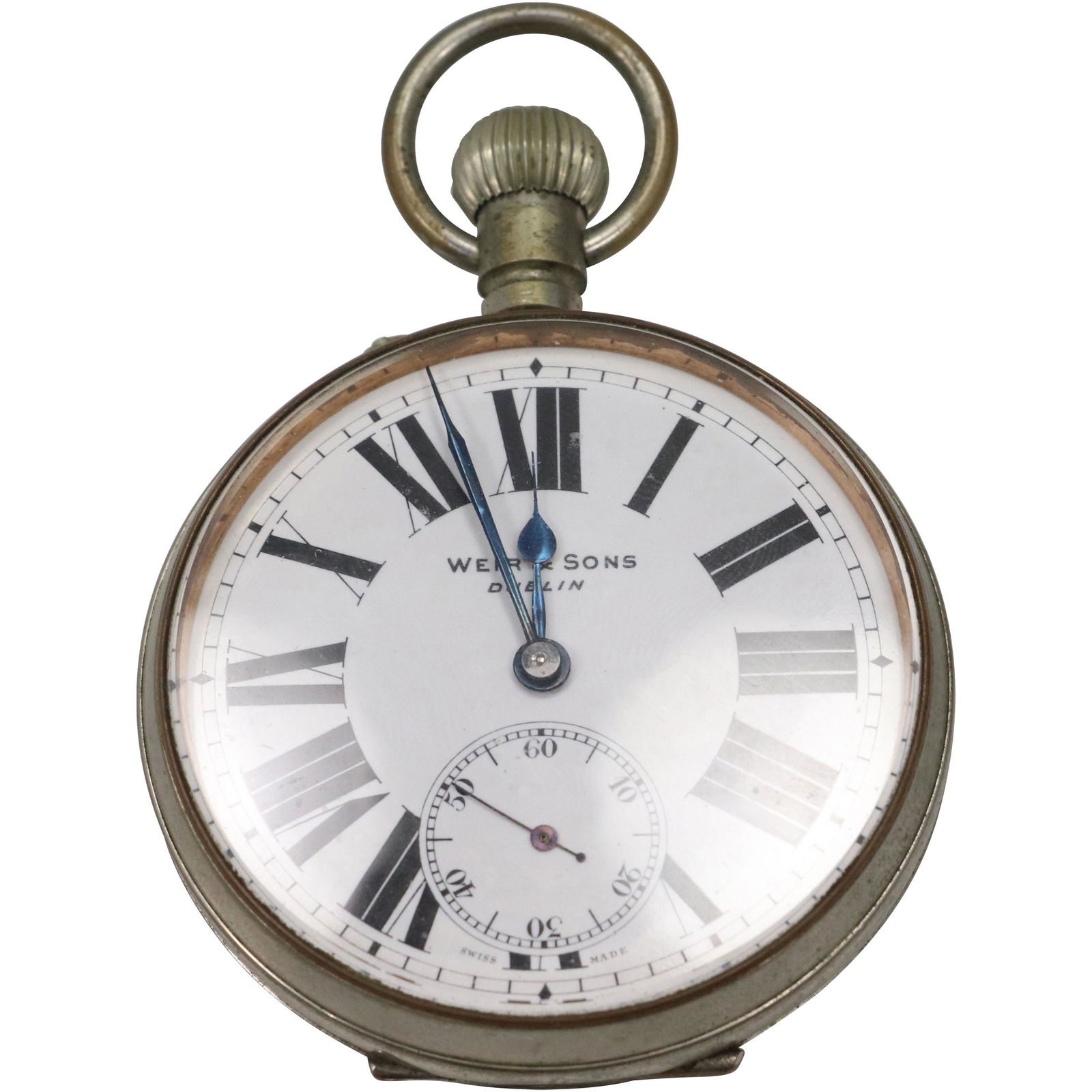 Weir Sons Dublin Antique Silver Railroad Pocket Watch
