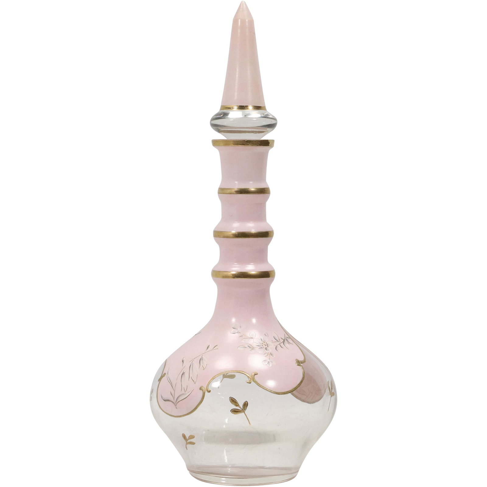 Vintage French Pink Glass Decanter with Gold Accents (1 of 10)